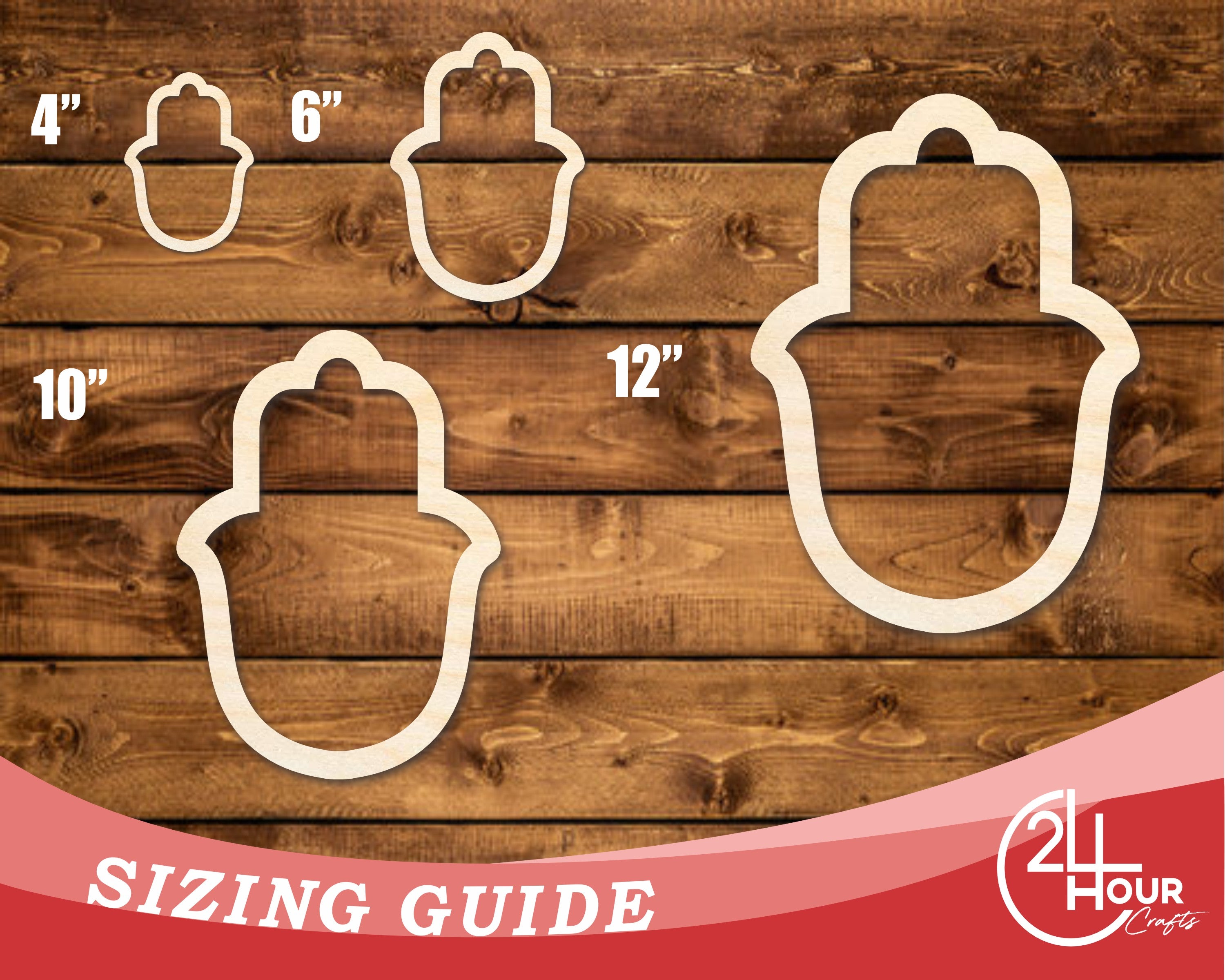 DIY Unfinished Baltic Birch Wood Hamsa Outline Cutout up to 46 Inches
