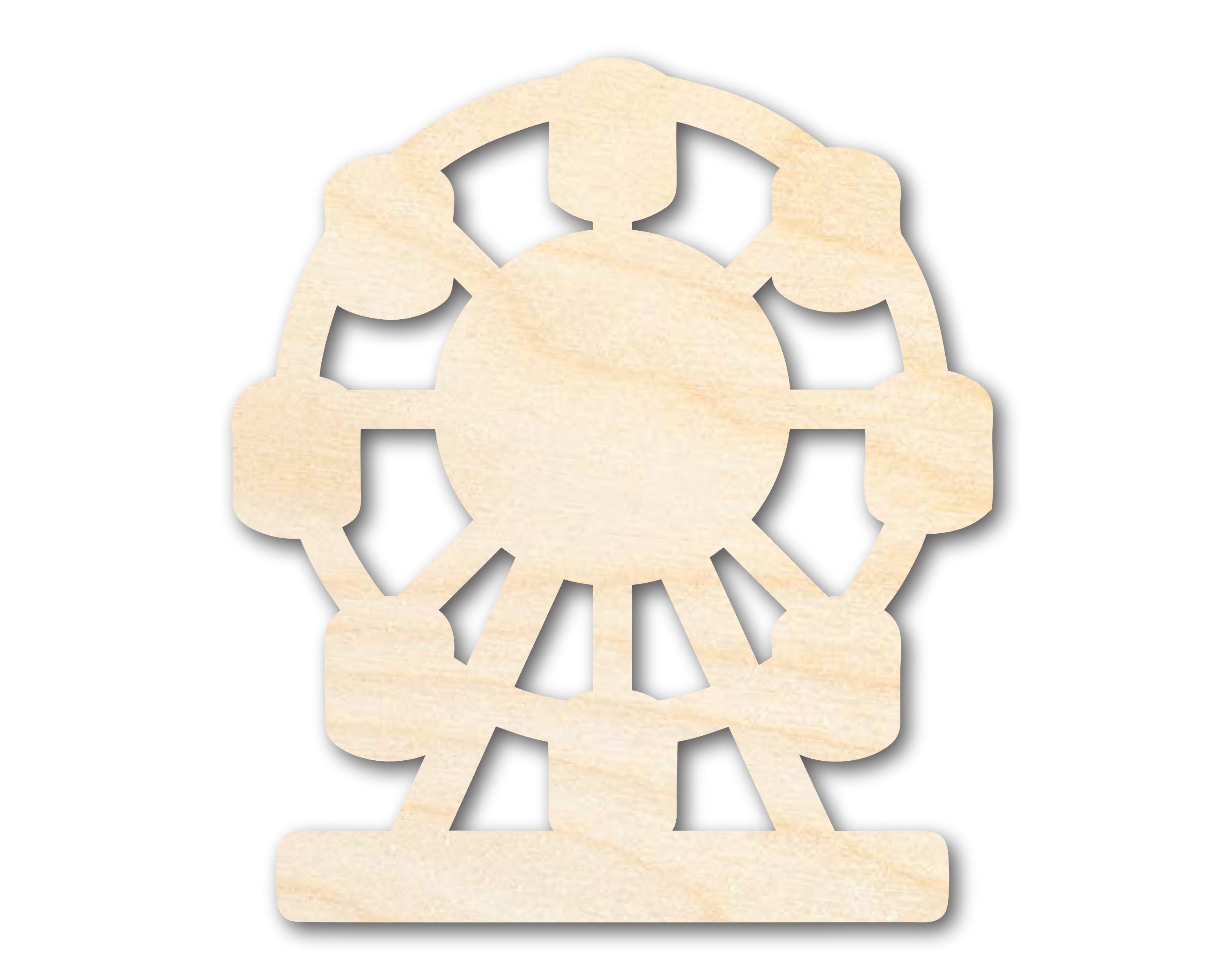 Unfinished Wooden Ferris Wheel Shape Craft Cutout - Ideal for Amusement Park Themed DIY Projects, Sizes Up to 46 Inches