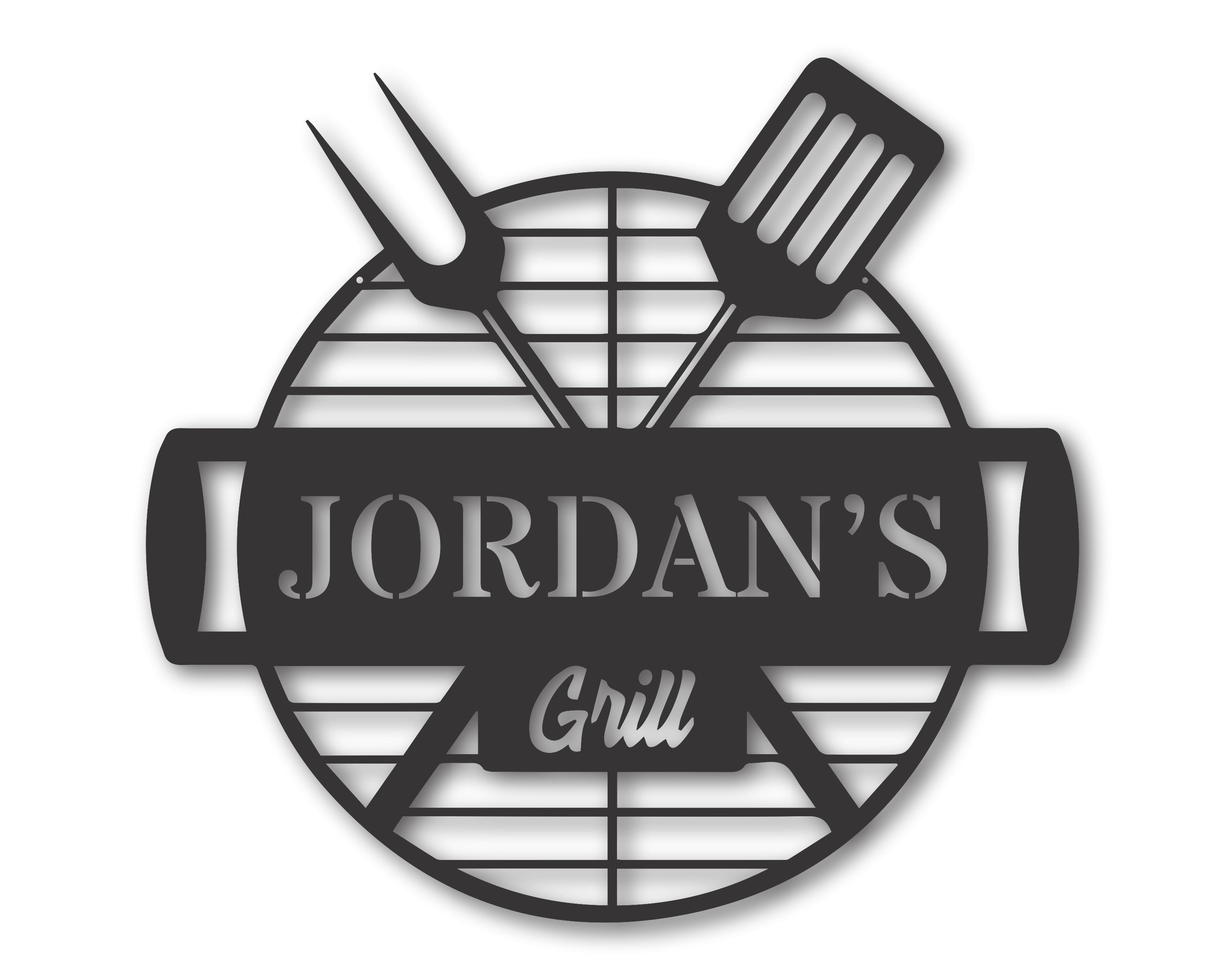 Customizable Metal Backyard Barbecue Grill Sign with Personalized Name and 15 Color Choices