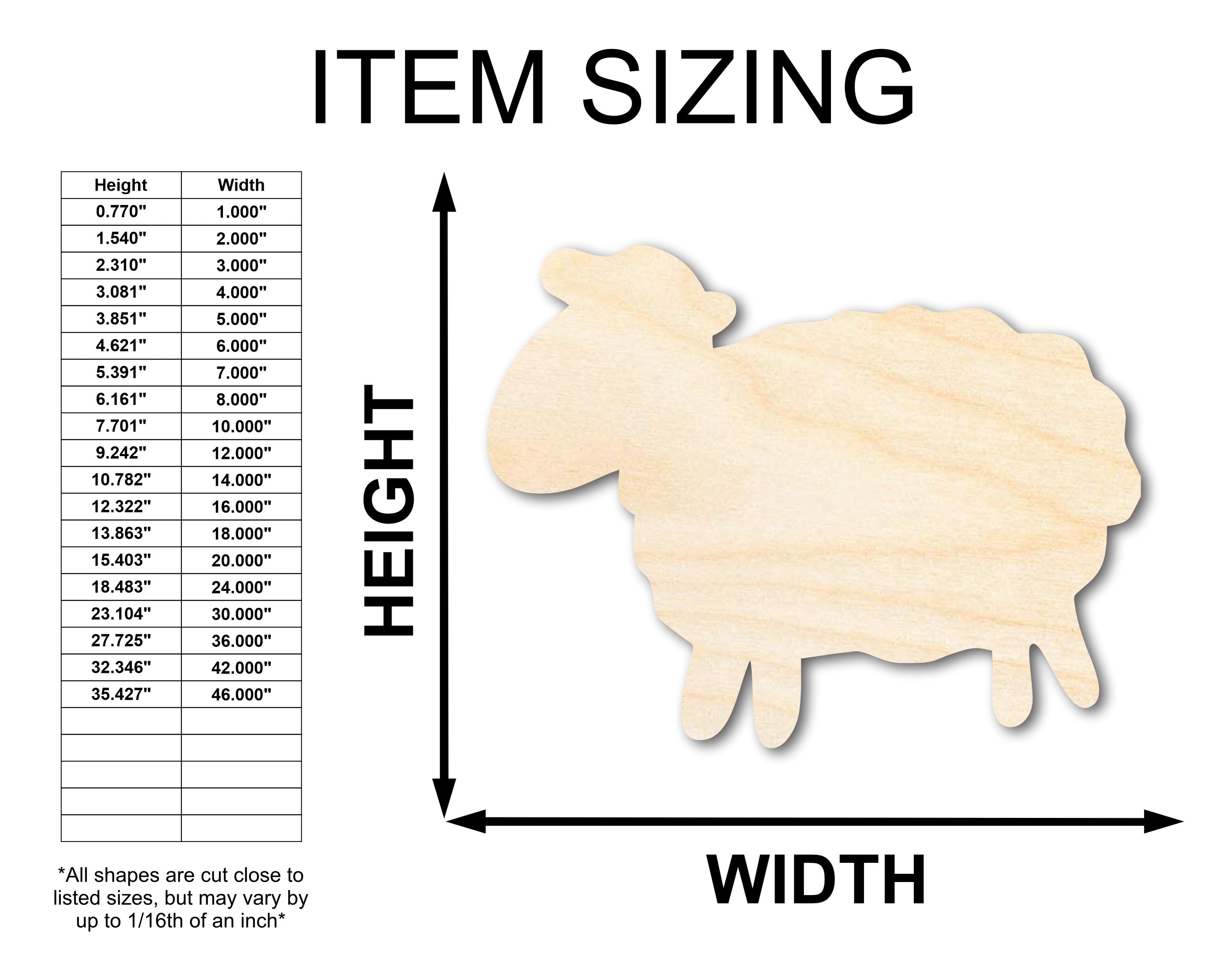 Unfinished Wood Handicraft in Adorable Sheep Shape - Ideal for Crafts, Sizes up to 46 Inches