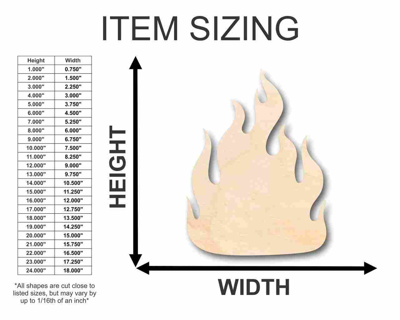 Unfinished Wood Fire Shape - Ideal for Firefighter Crafts - Up to 46 DIY Projects