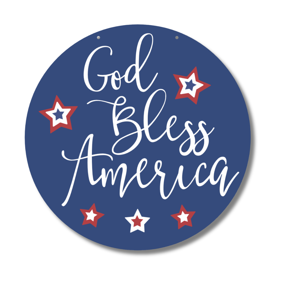 Unfinished Wood God Bless America Front Door Sign Craft Kit | 1/4-Inch Thick Wood Craft Cutouts for DIY Home Decor