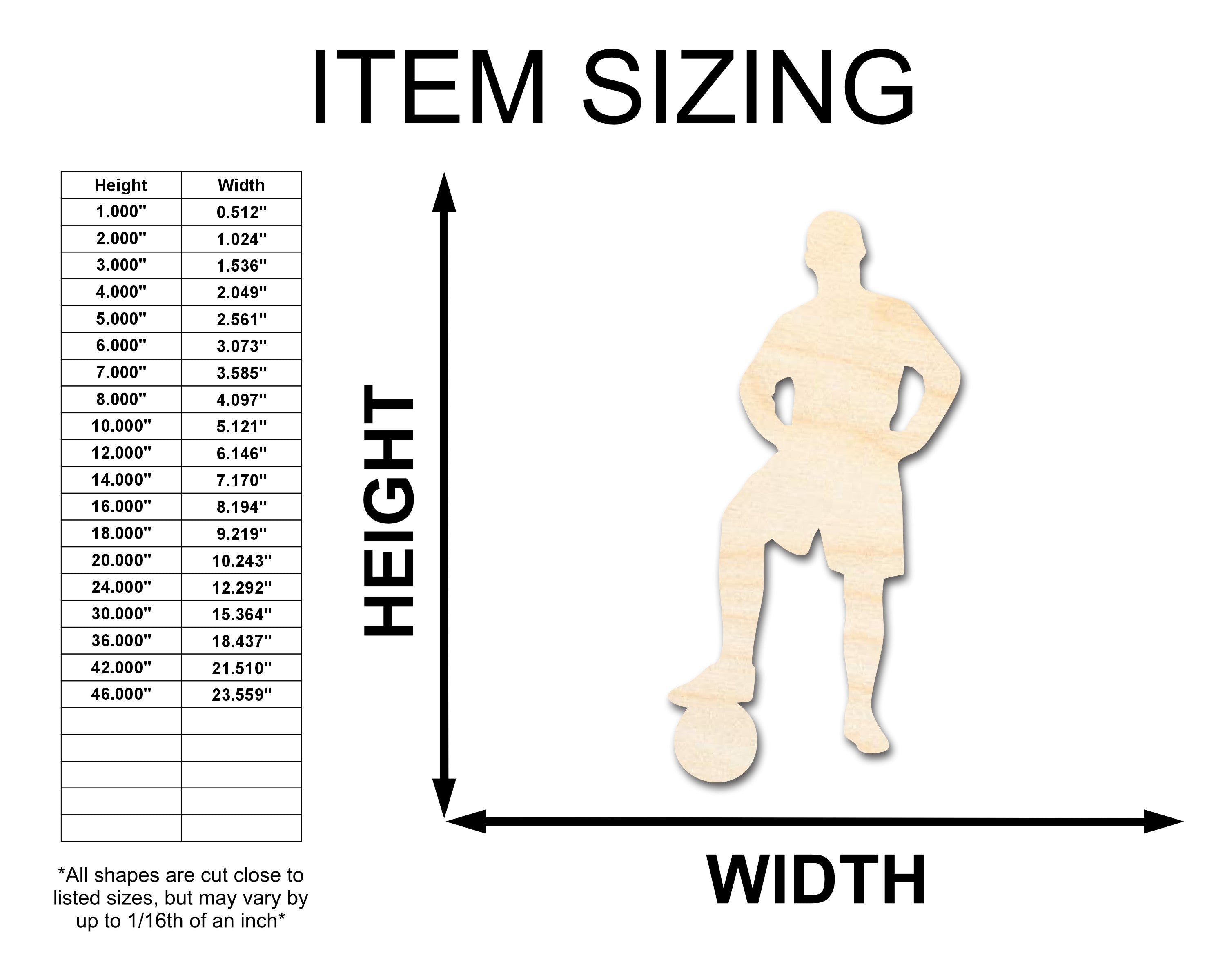 DIY Unfinished Baltic Birch Soccer Player Silhouette Cutouts up to 46 Inches