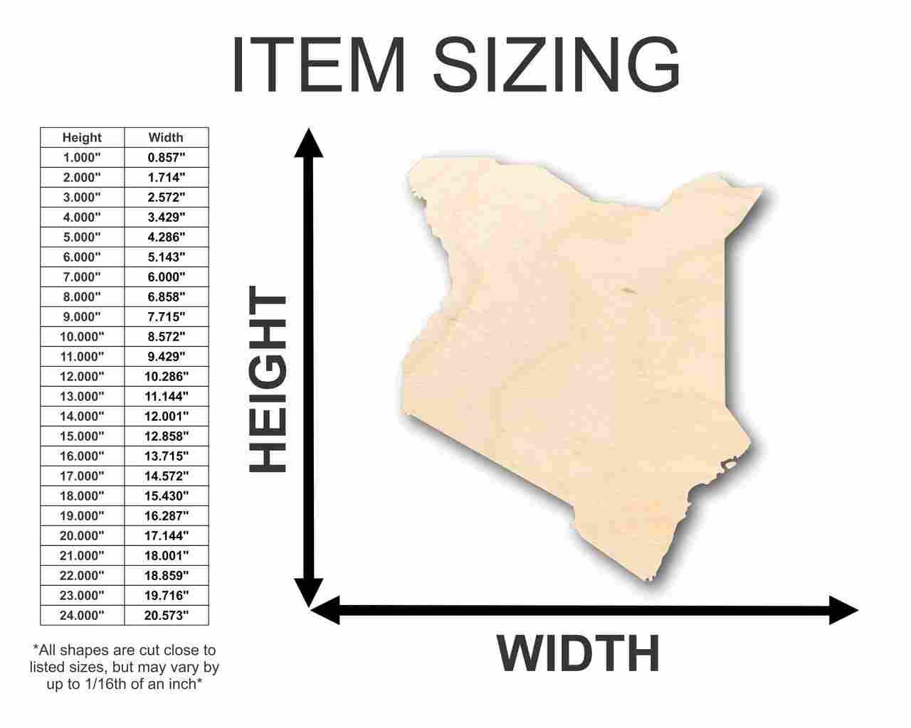 Unfinished Wood Kenya Country - Shaped Craft Supplies for Up to 46 Do - It - Yourself Projects