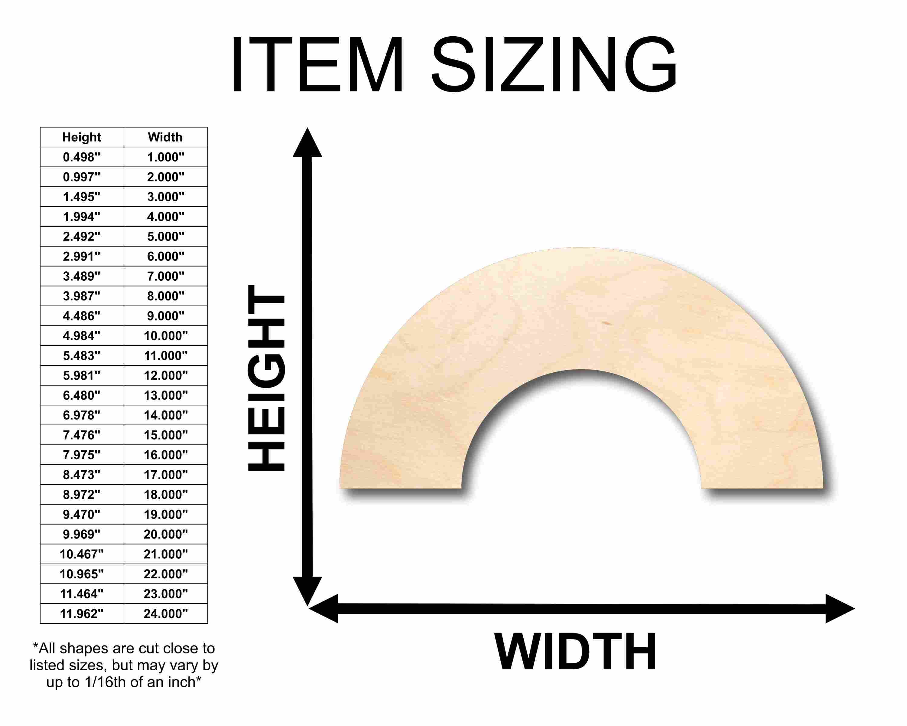 Unfinished Baltic Birch Wood Rainbow Silhouette for Up to 46 Different DIY Craft Projects