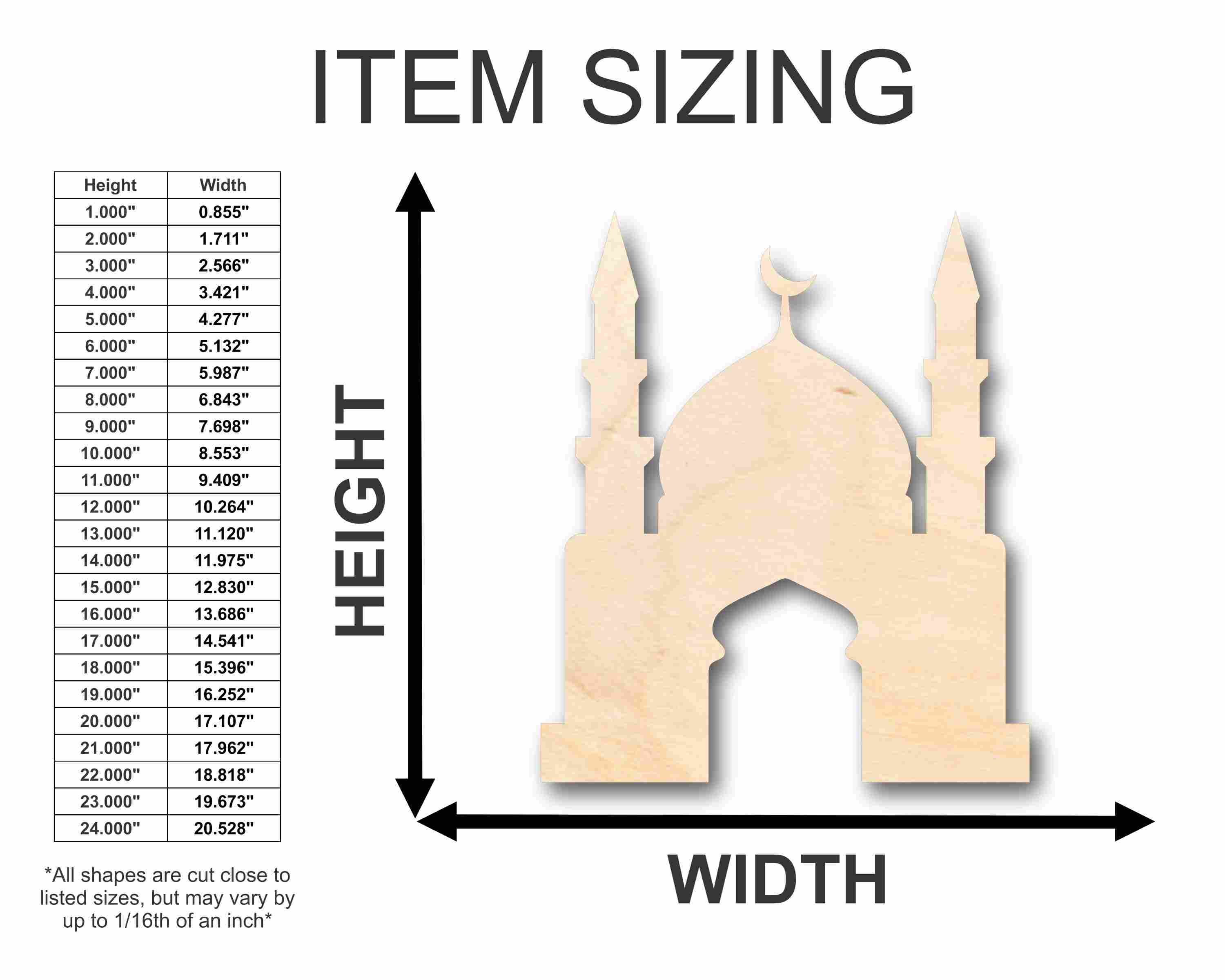 Unfinished DIY Wood Mosque Silhouette Craft for Up to 46 Creative Projects