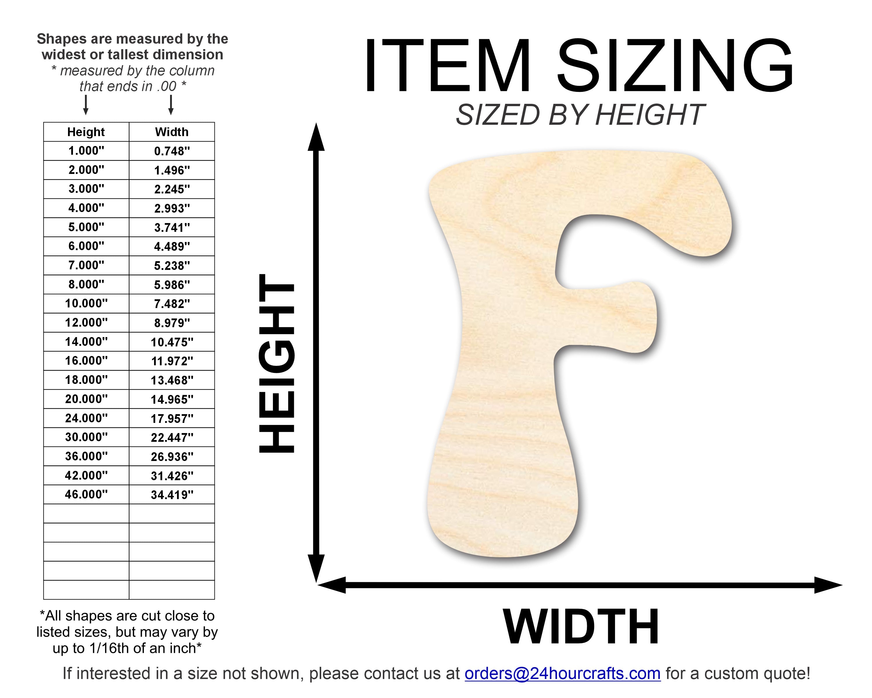 Unfinished Baltic Birch Groovy F Font Shape DIY Craft Cutout up to 46 Inches