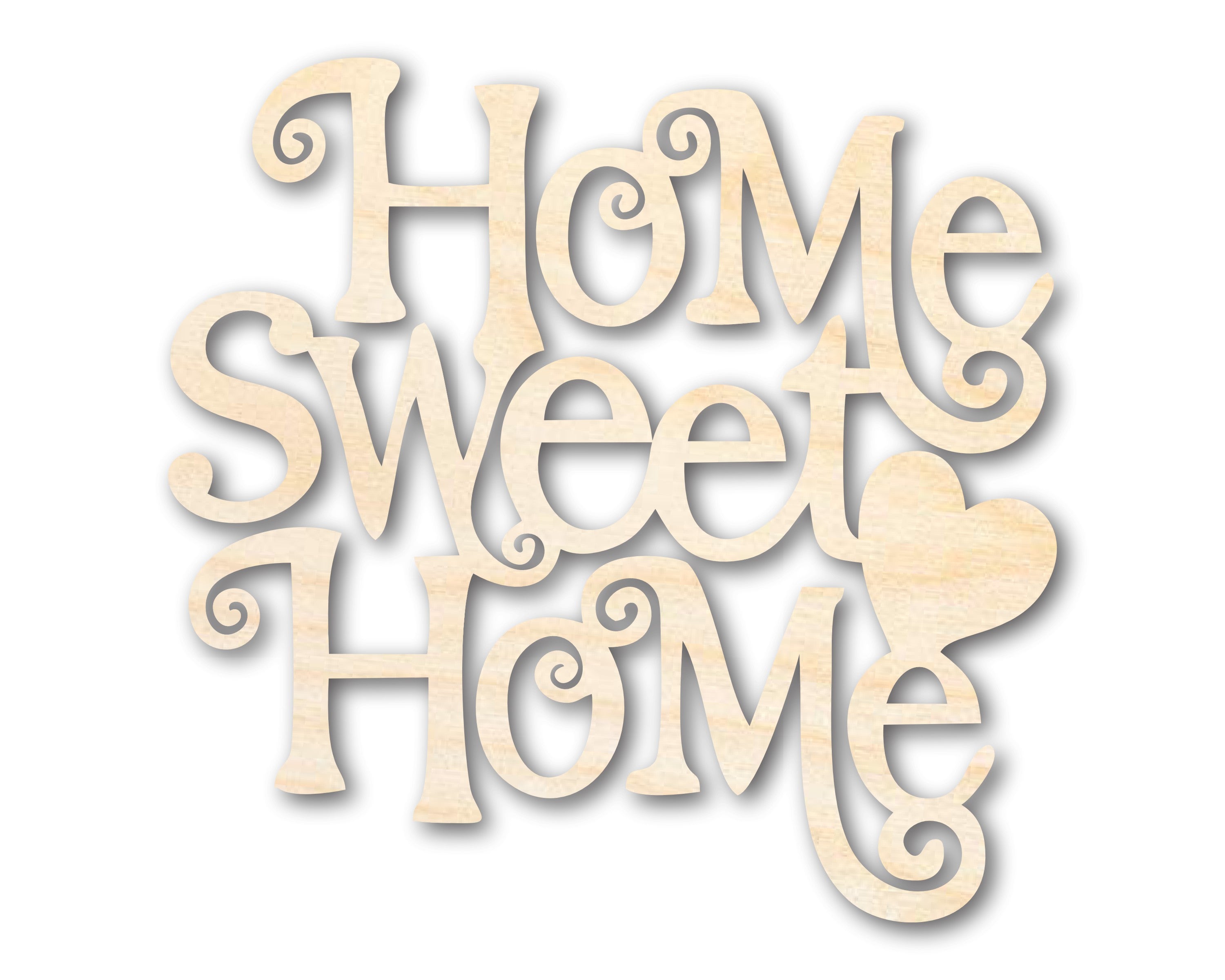 Unfinished Sanded Baltic Birch Wood 'Home Sweet Home' Shape - Up to 36 Inches