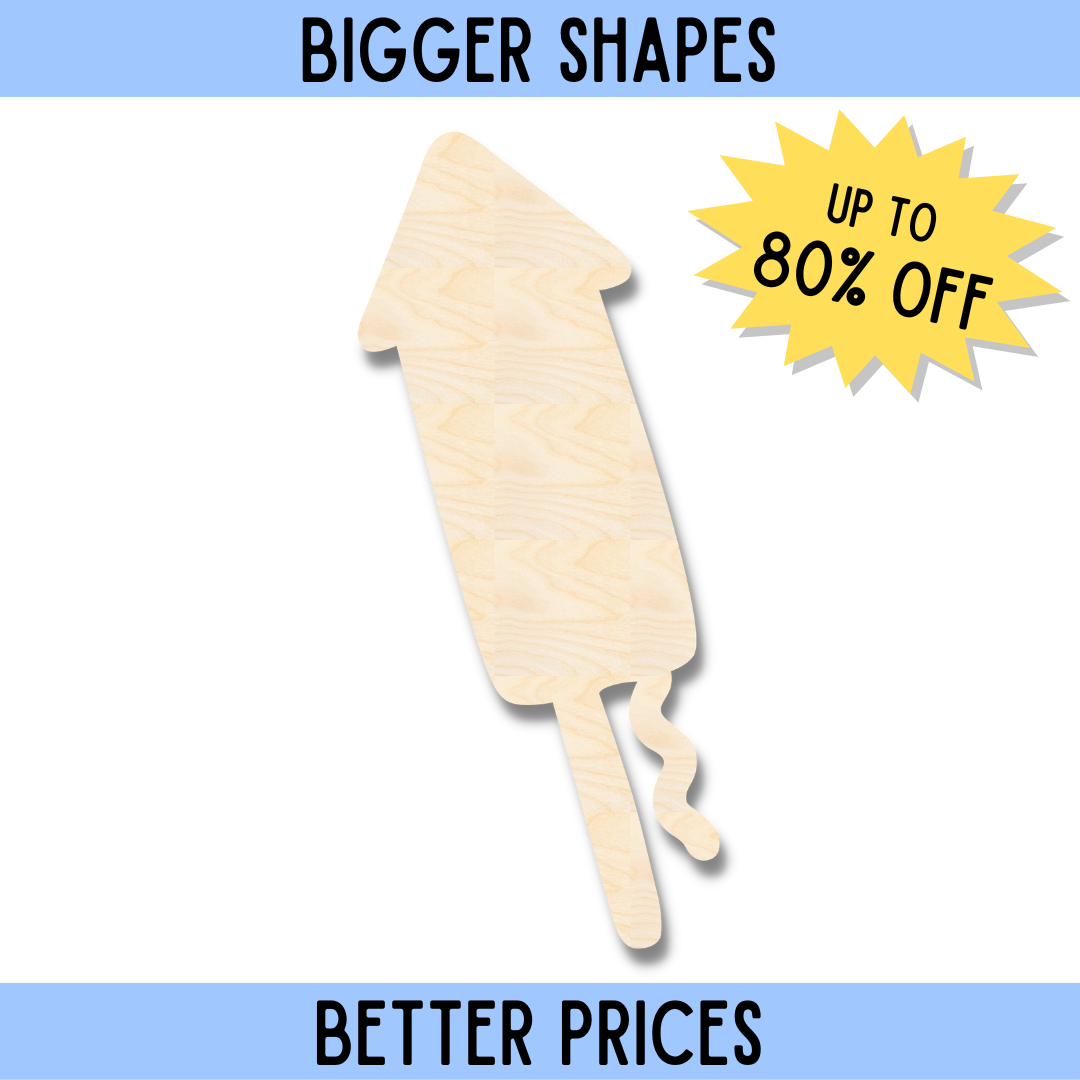 Bigger and Improved Unfinished Wood Firecracker Silhouette for DIY Craft Cutouts