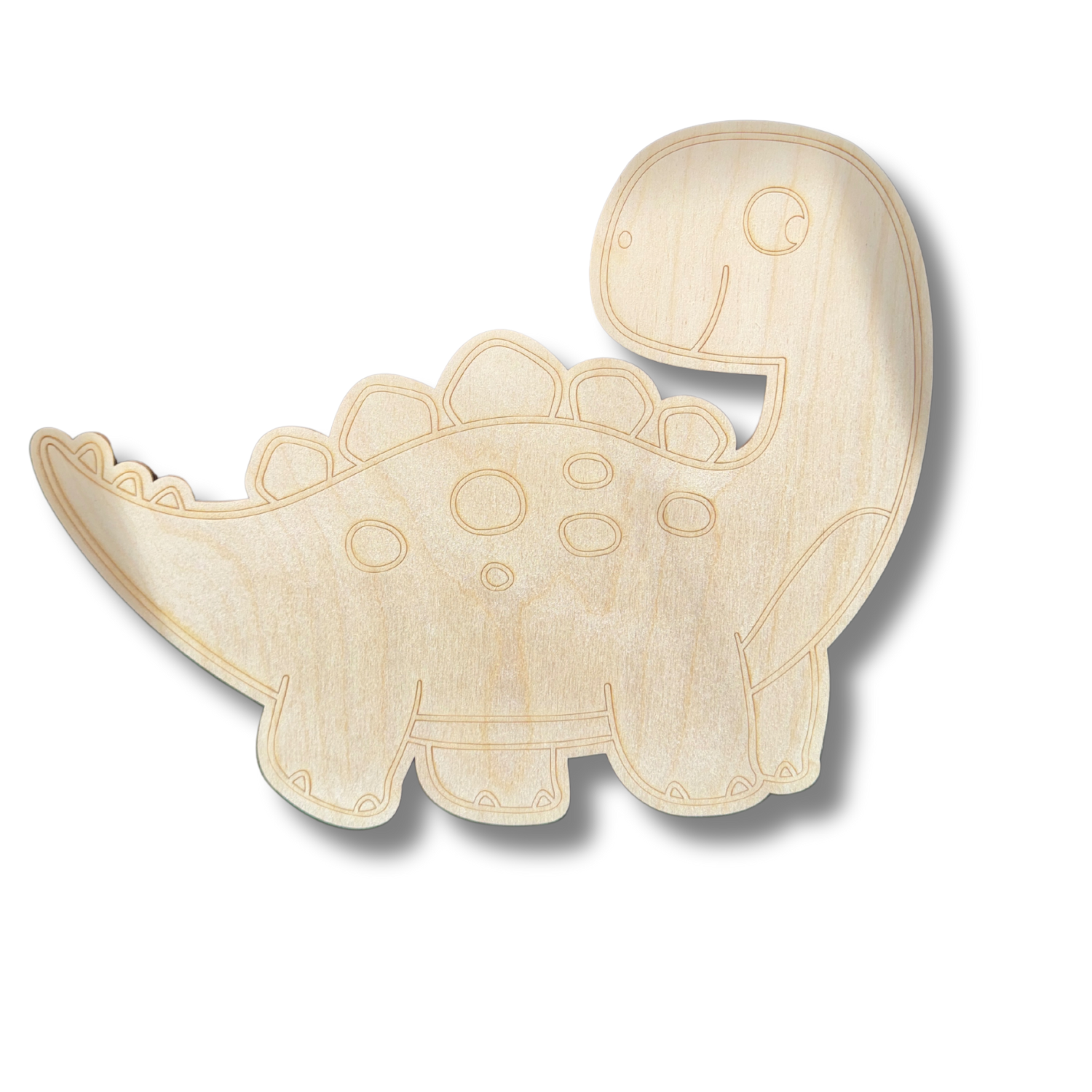Unfinished DIY Wood Craft - Etched Stegosaurus Shape for Line Painting, Available in up to 30 Different DIY Options