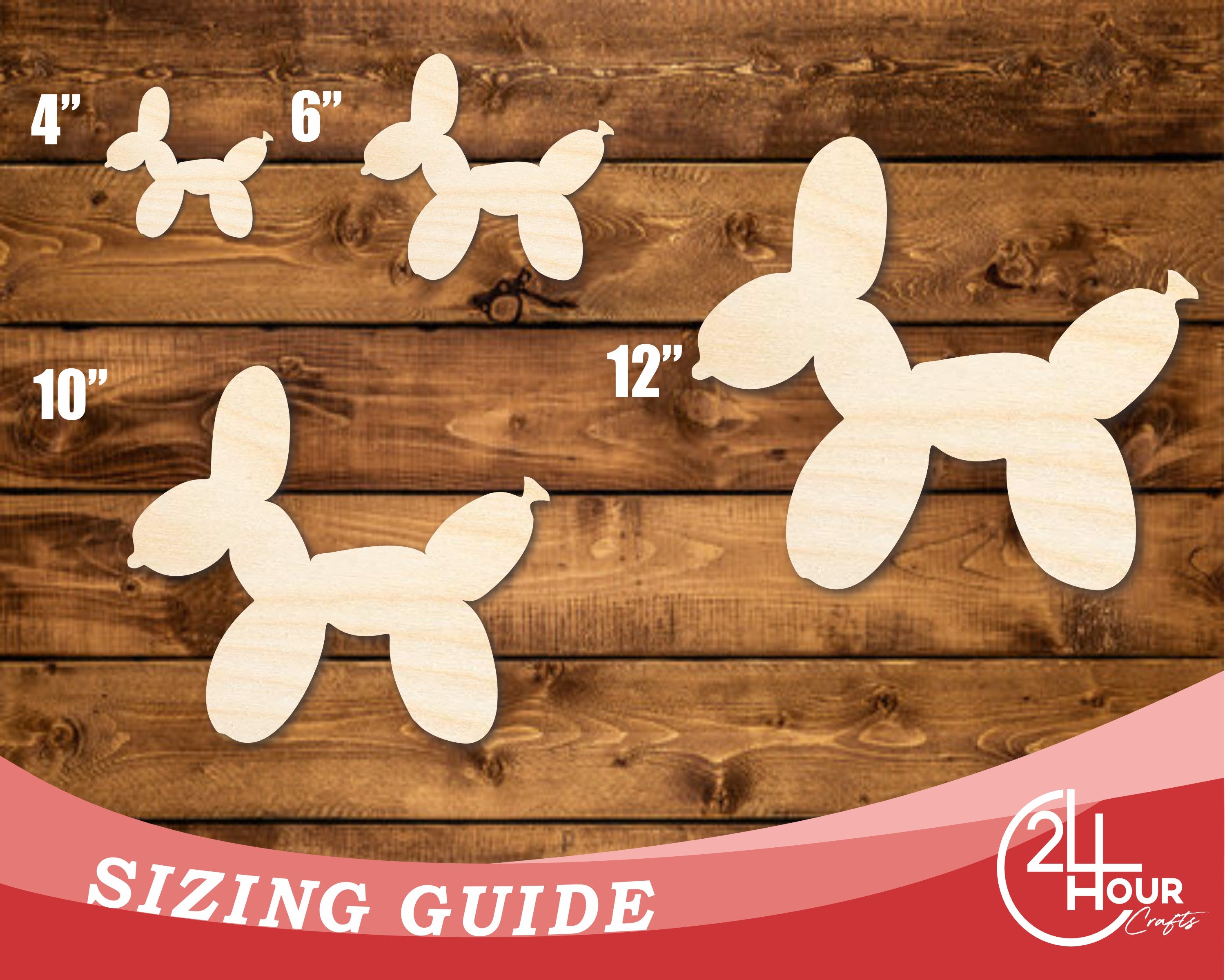 DIY Unfinished Baltic Birch Balloon Dog Shape Craft Cutout up to 46 Inches