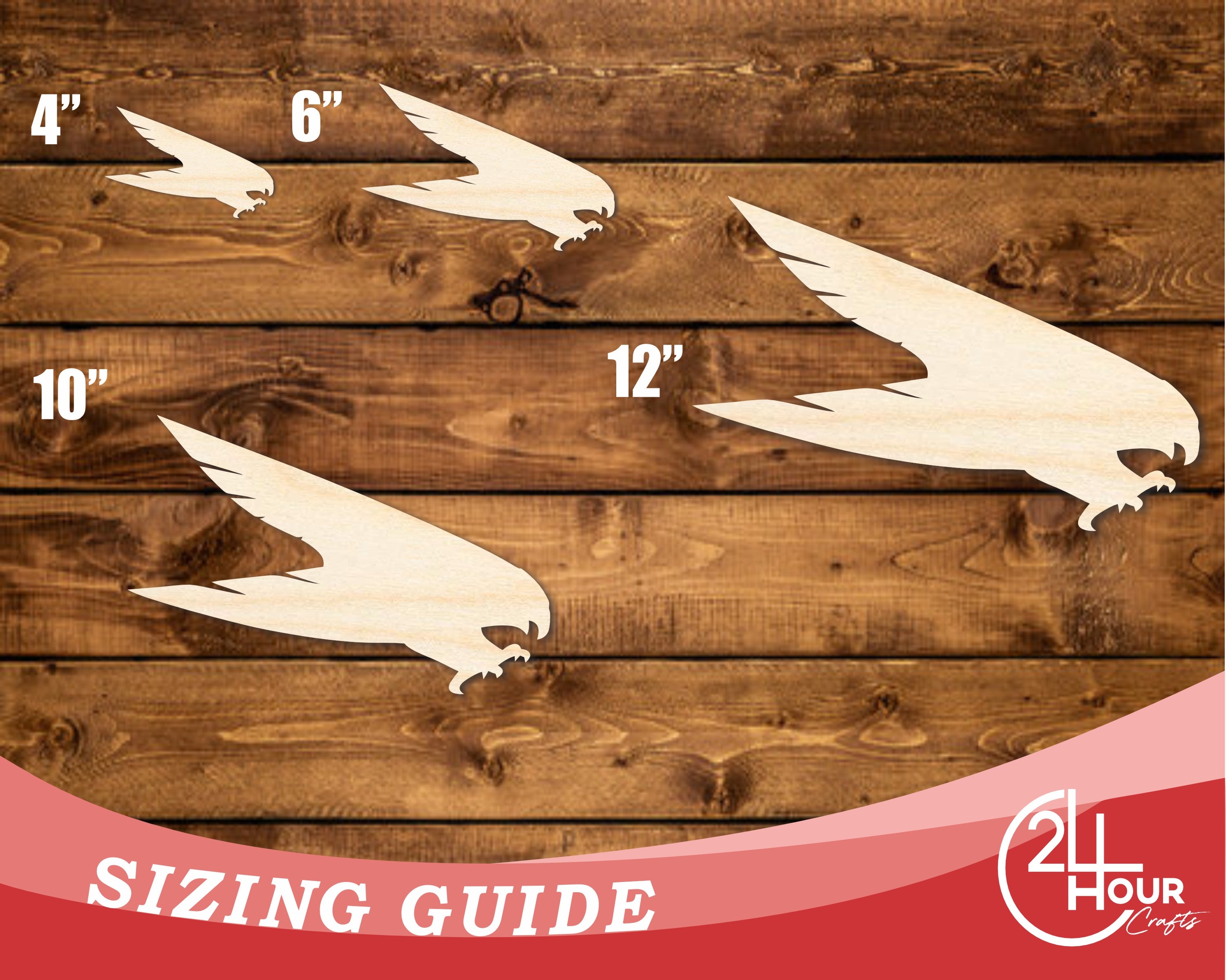 Unfinished DIY Craft Cutout of Wood Falcon Mascot Shape, Up to 46 Different DIY Options