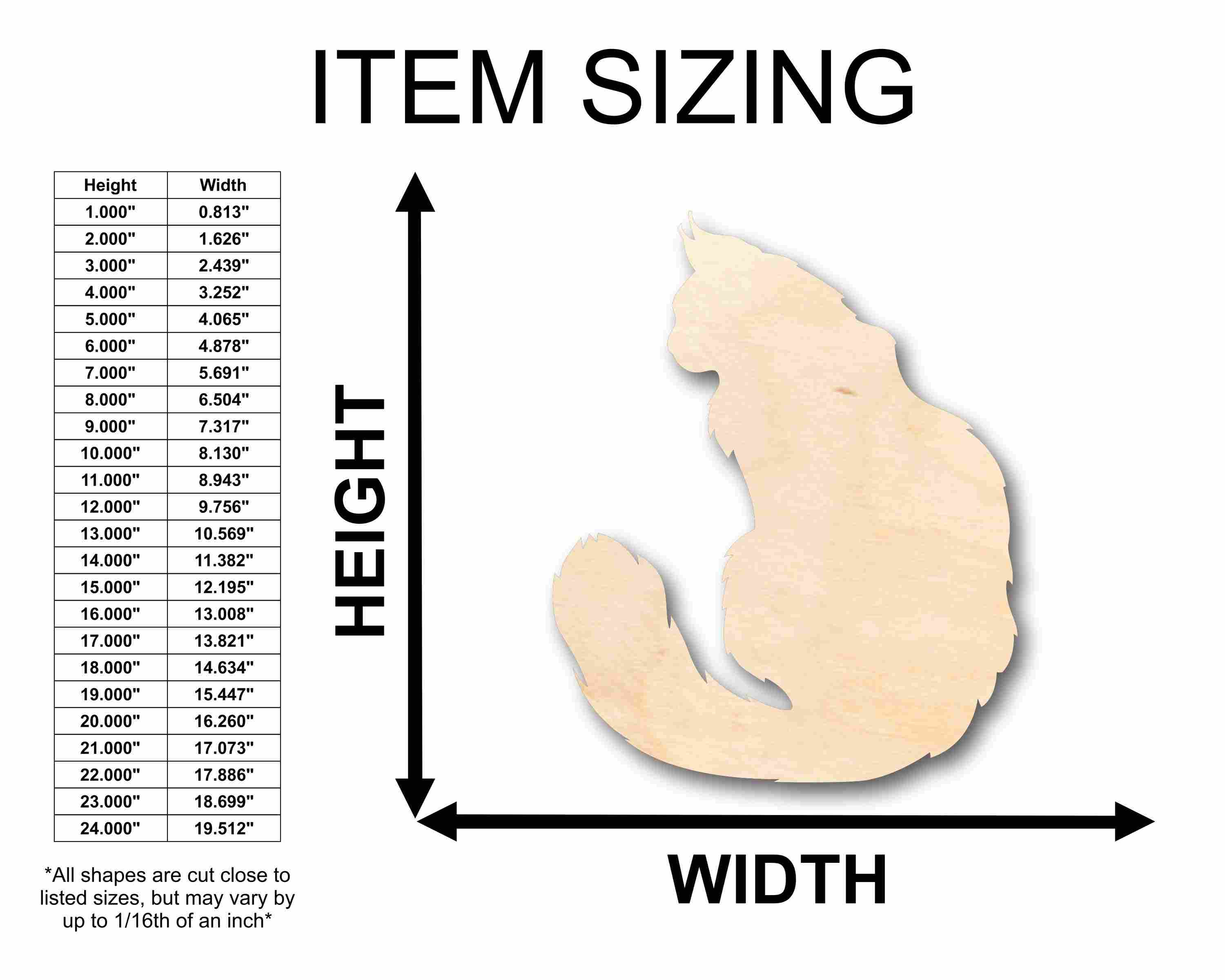 DIY Unfinished Wood Main Coon Cat Silhouette - Up to 46 Inches for Crafts