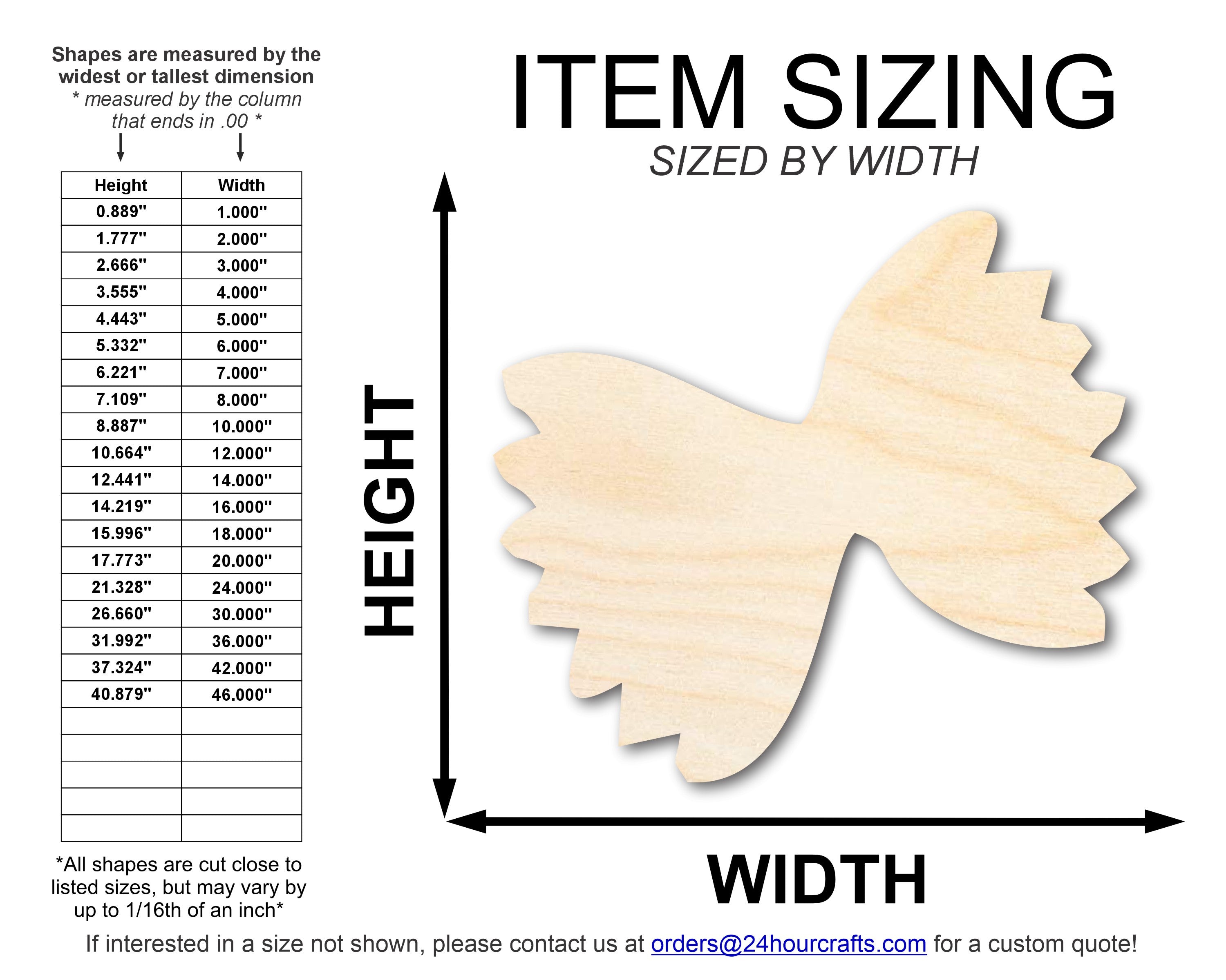 DIY Unfinished Baltic Birch Farfalle Pasta Craft Cutouts up to 46 Inches