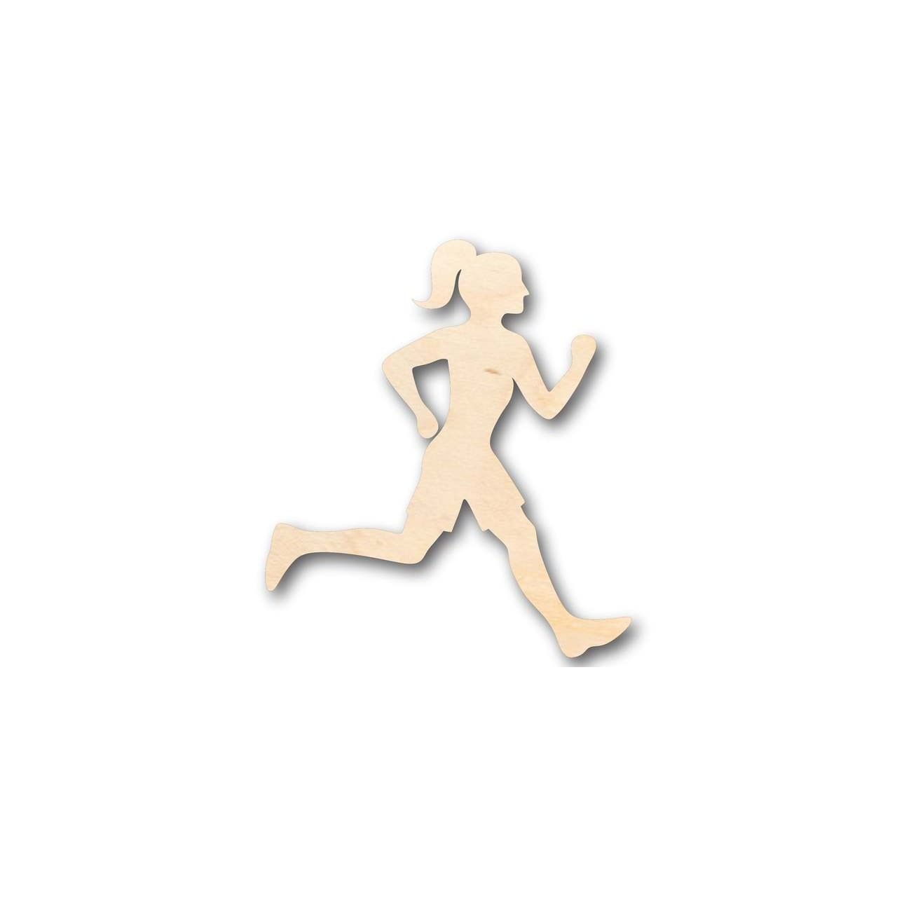 Unfinished Wood Craft - Running Girl Shape for Track and Cross - Country Sports Room Decor with Up to 46 DIY Possibilities