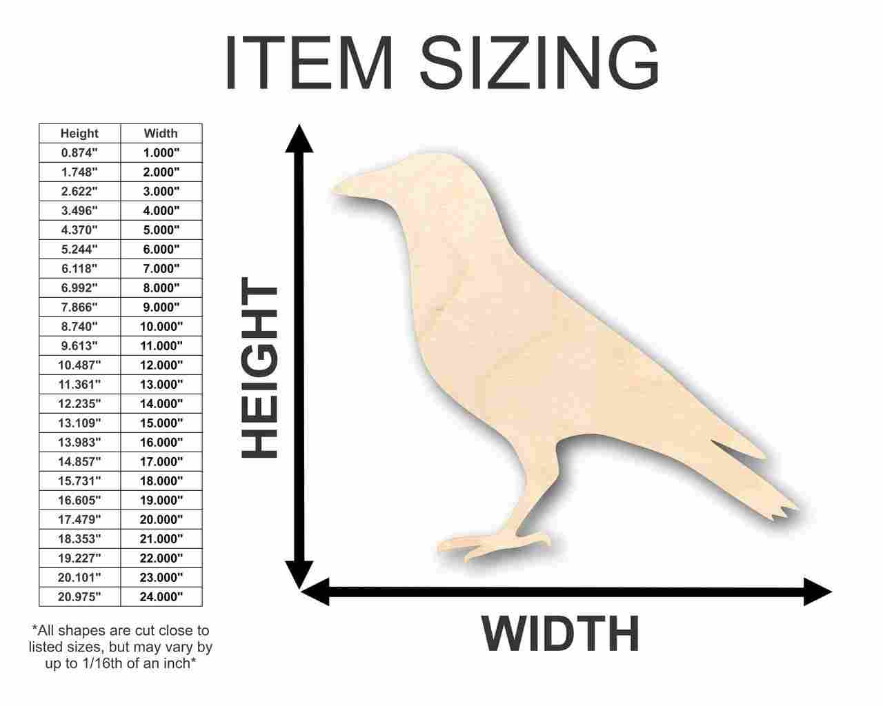 Unfinished Wood DIY Craft in the Shape of a Crow - Ideal for Bird and Wildlife Themed Projects, Up to 46 Inches for Creative Endeavors