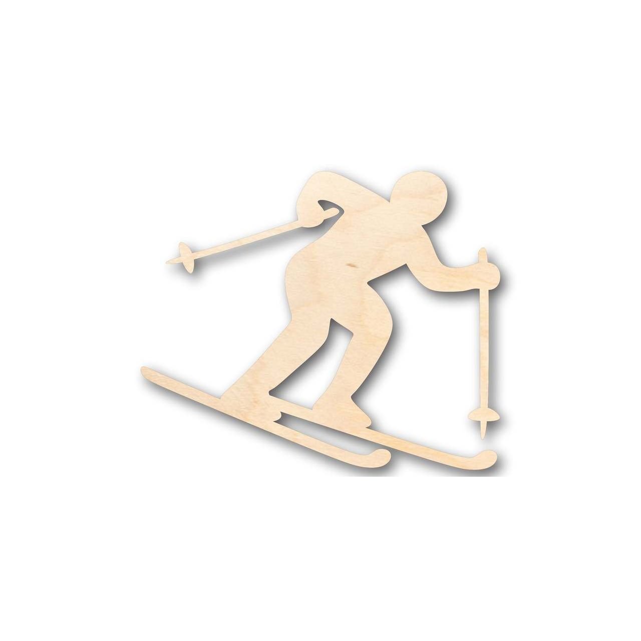 Unfinished DIY Wooden Skier Shape for Winter Olympics Crafts - Available in Sizes up to 46 Inches