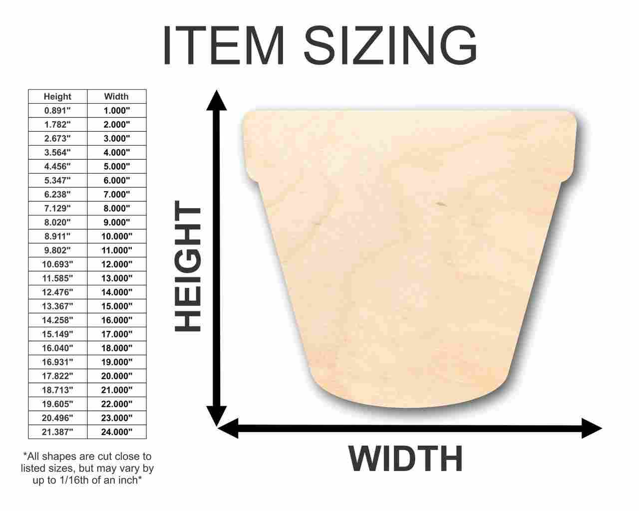 Unfinished DIY Wood Flower Pot Shapes for Crafting - Ideal for Spring Wall Decor, Sizes Up to 46 Inches
