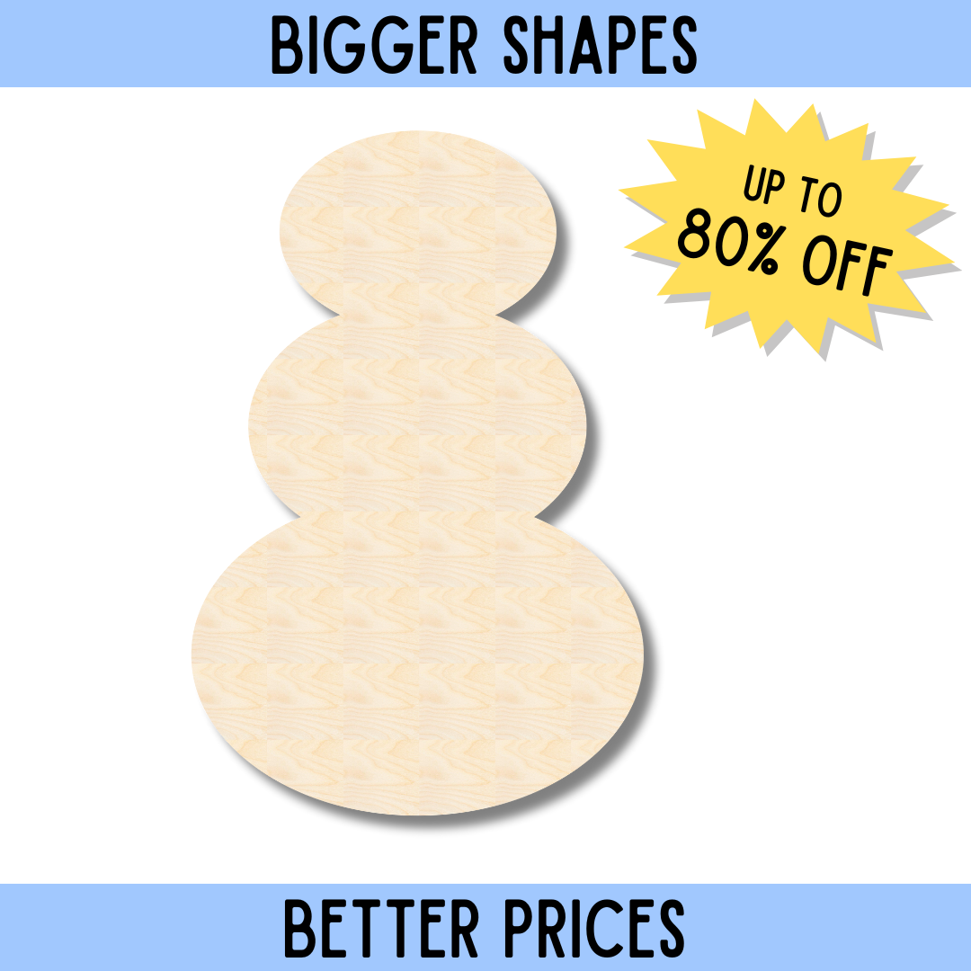Enhanced DIY Unfinished Wood Snowman Silhouette Craft Cutout from the Bigger and More Affordable Collection