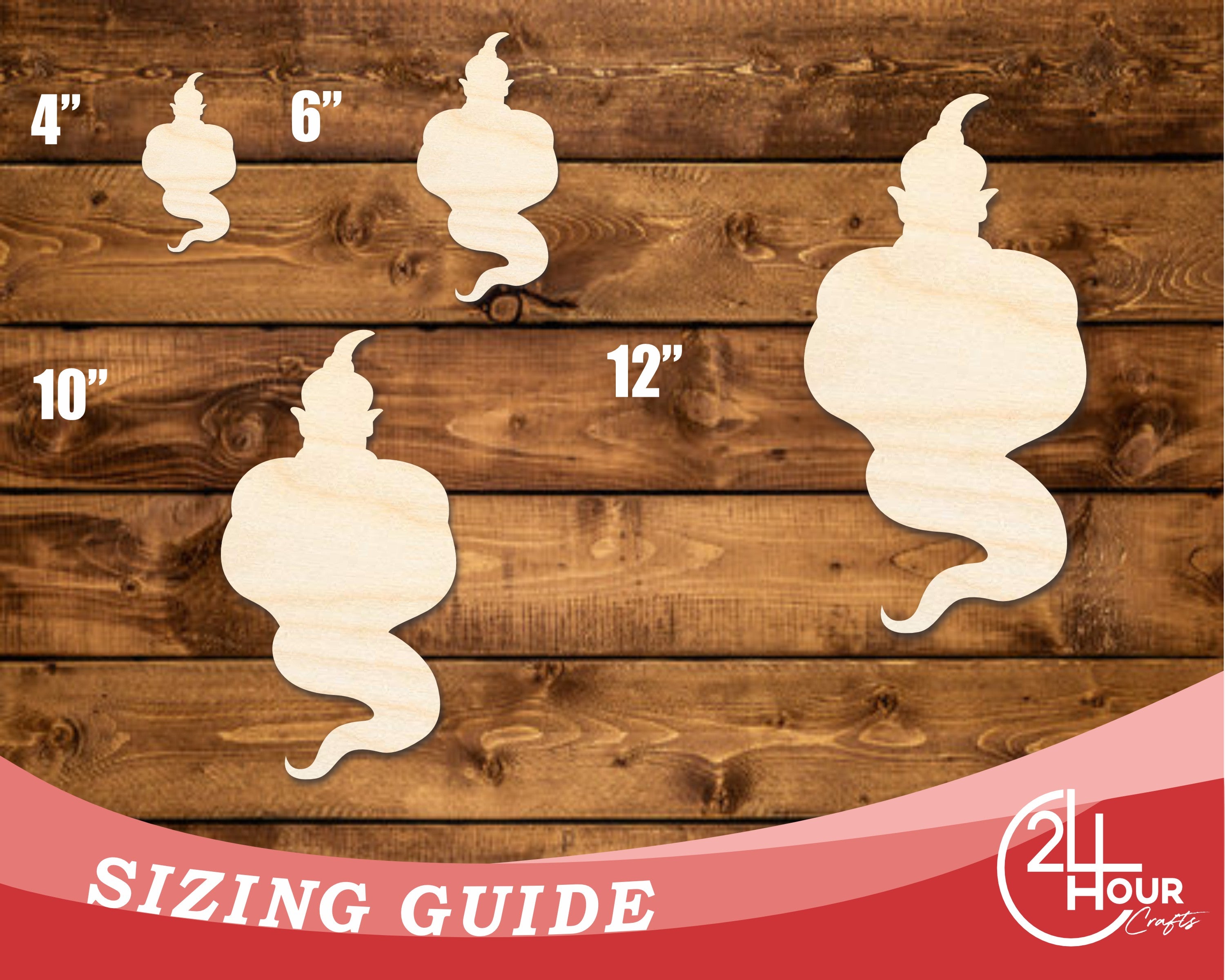 DIY Unfinished Baltic Birch Genie Shape Cutouts up to 46 Inches