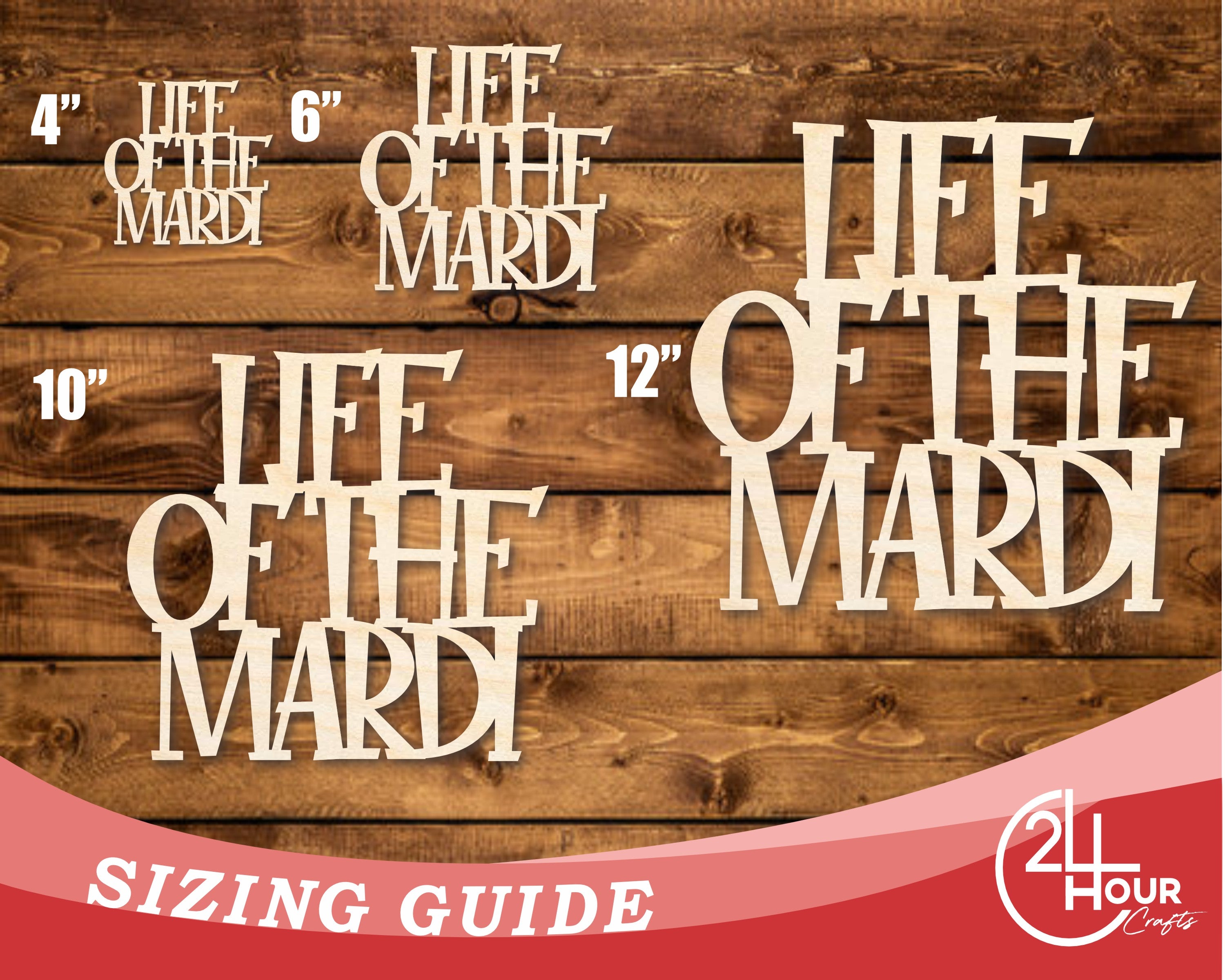 Unfinished Baltic Birch DIY Craft Cutout in the Shape of Life Of The Mardy, Up to 46 Inches for Multiple DIY Projects