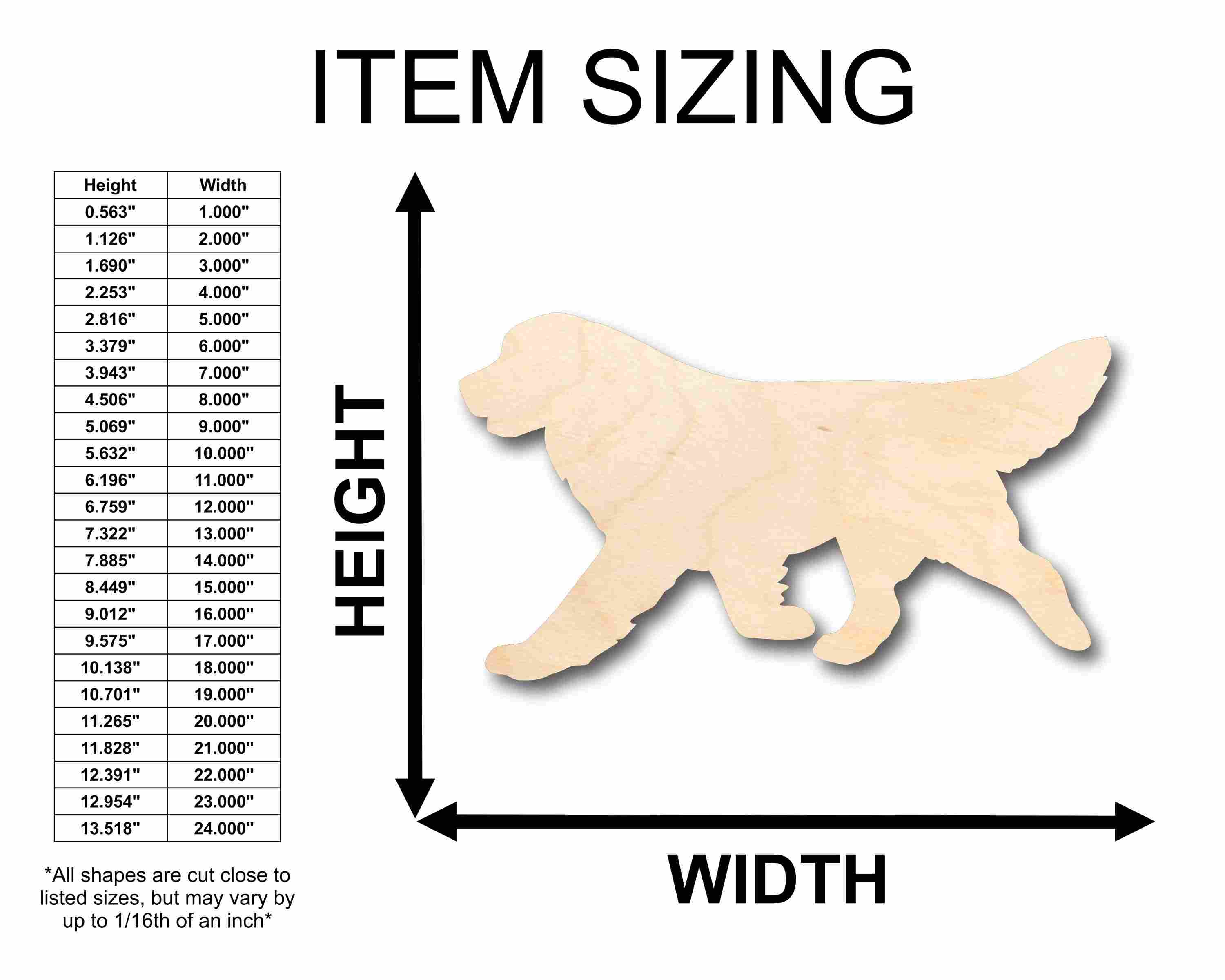 DIY Unfinished Wood Golden Retriever Dog Silhouette Craft - Up to 46 Different DIY Options