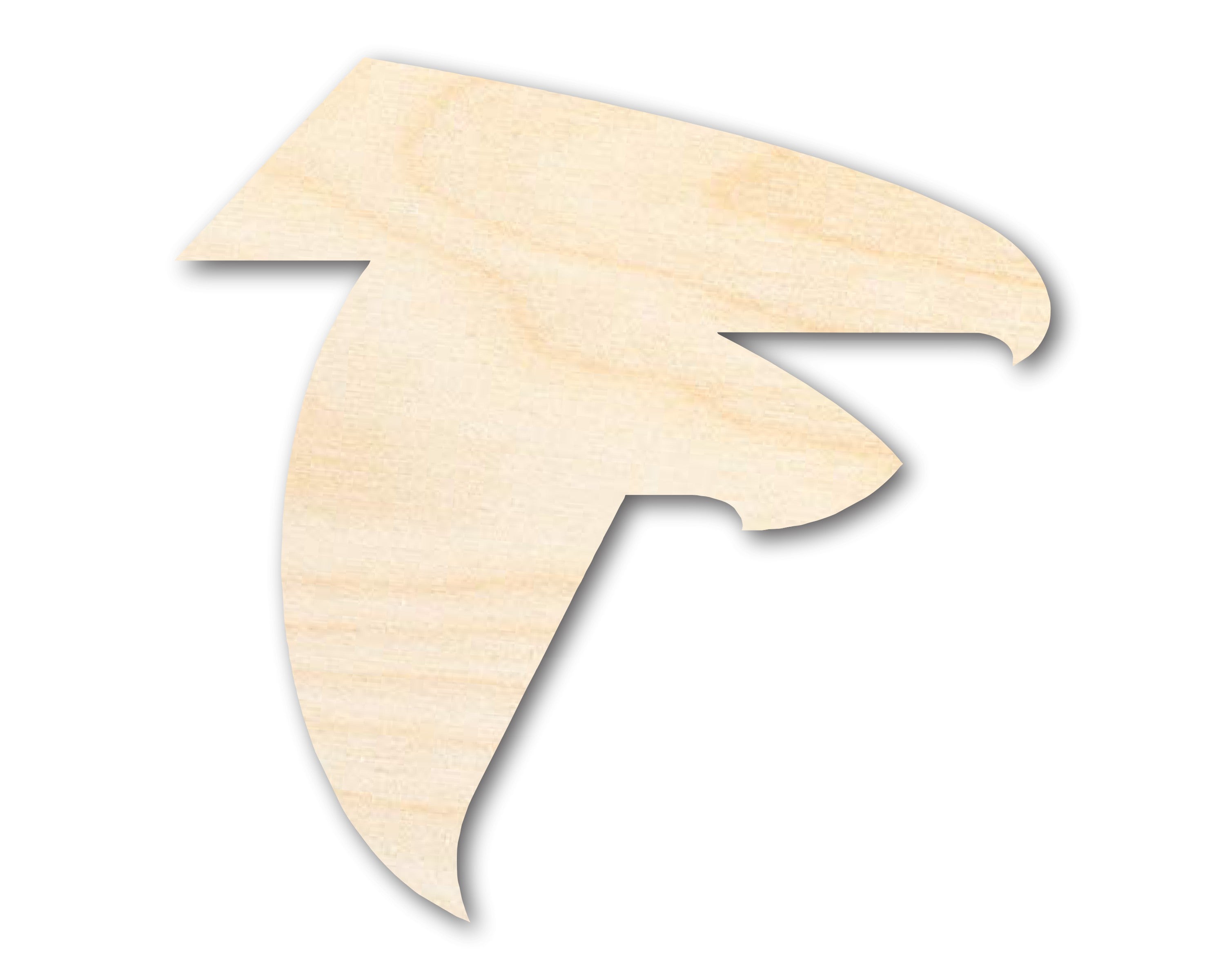 Unfinished DIY Craft Cutout in the Shape of a Wood Falcon Mascot, Available for Up to 46 DIY Projects