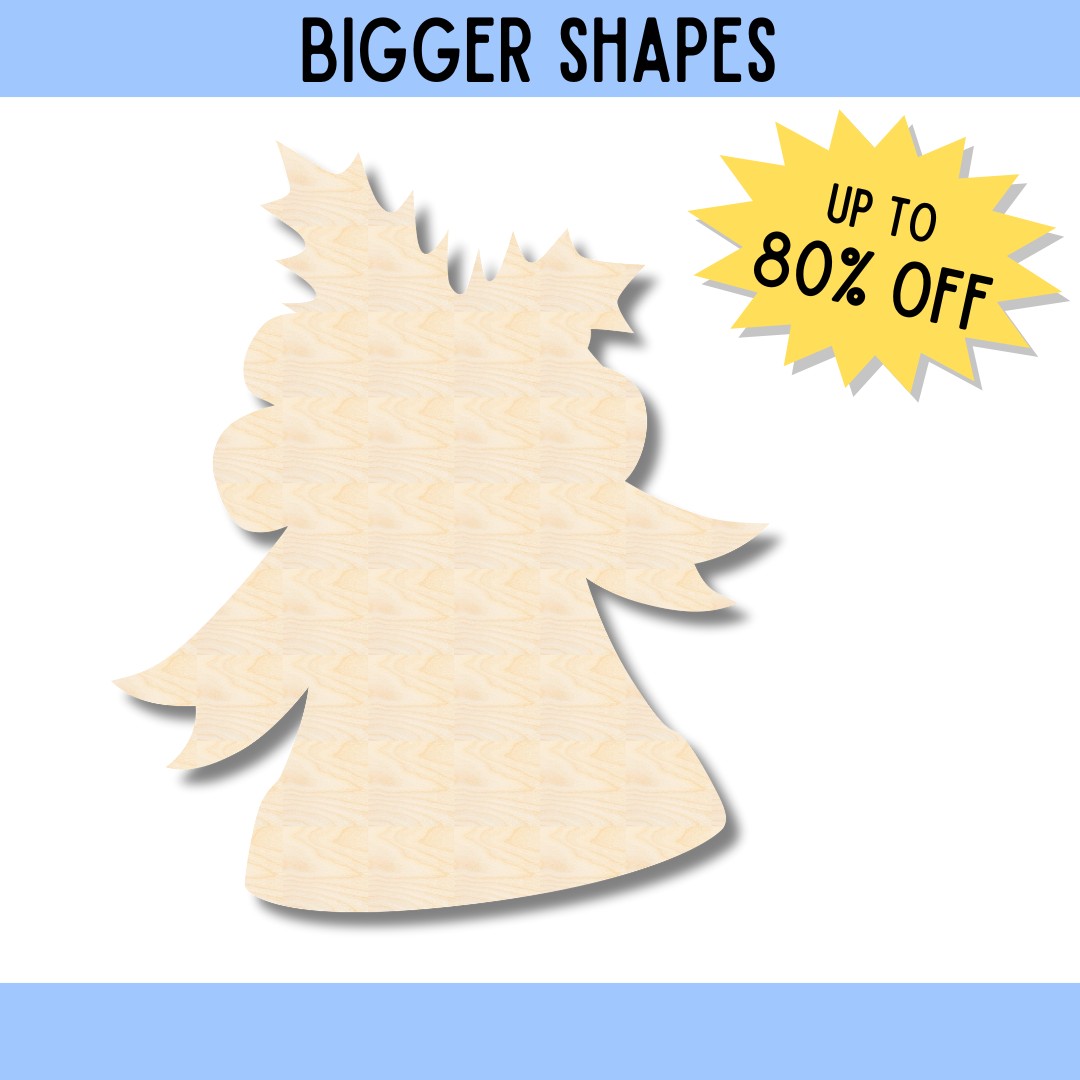 Enhanced DIY Unfinished Wood Jingle Bell Shape Craft Cutout
