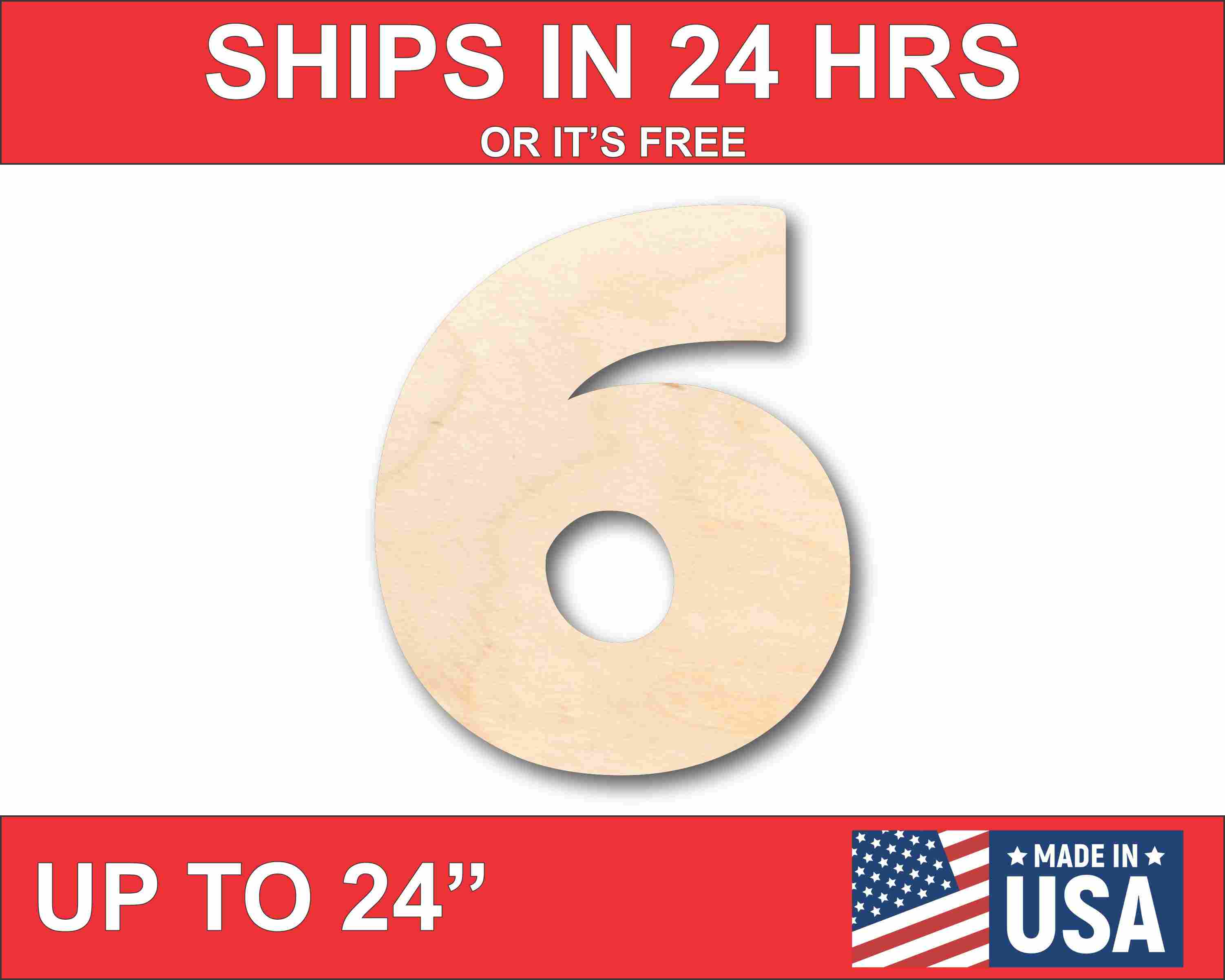 DIY Unfinished Wood Block Number 6 for Up to 46 Craft Projects