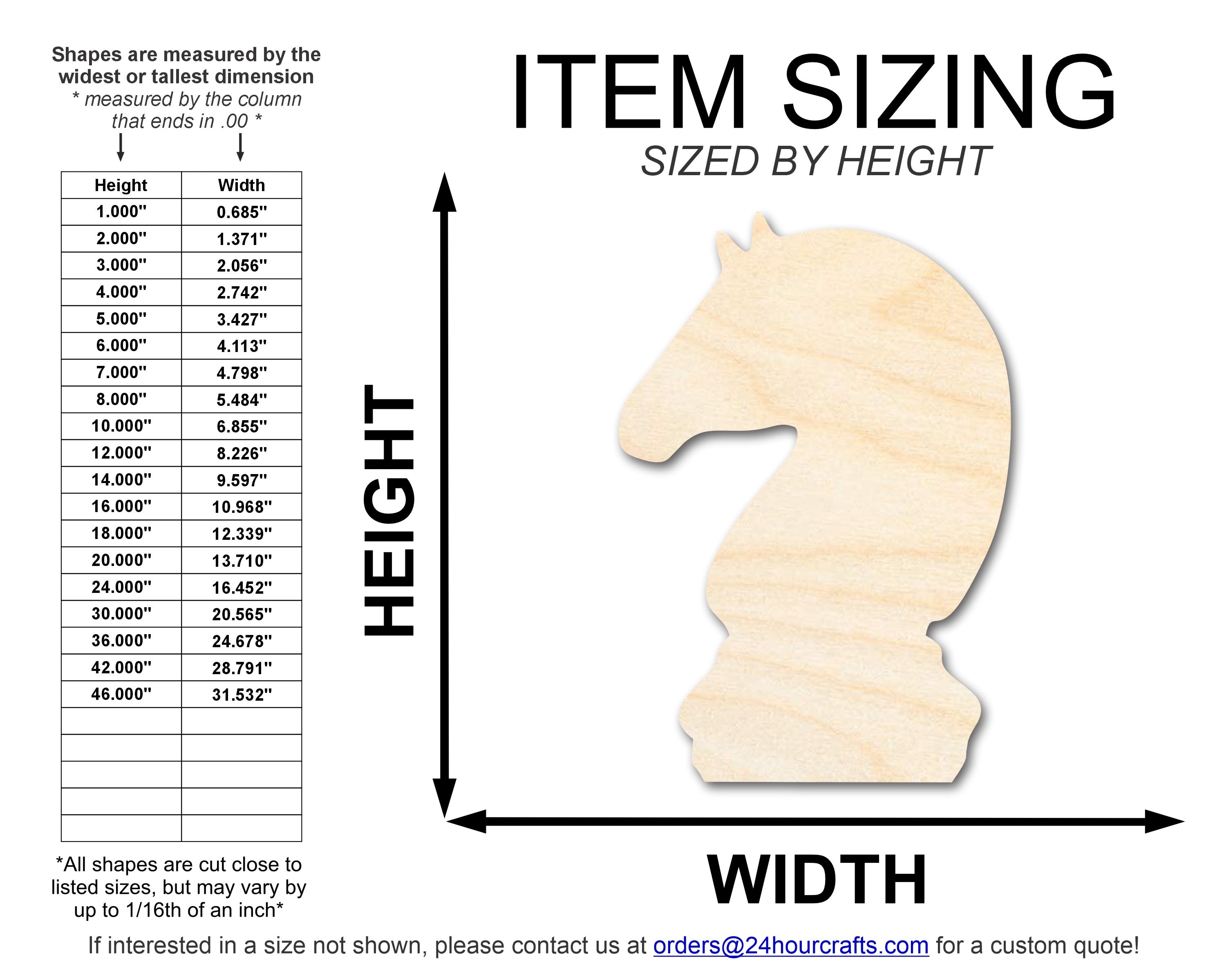 DIY Unfinished Baltic Birch Wood Chess Knight Shape Cutouts up to 46 Inches