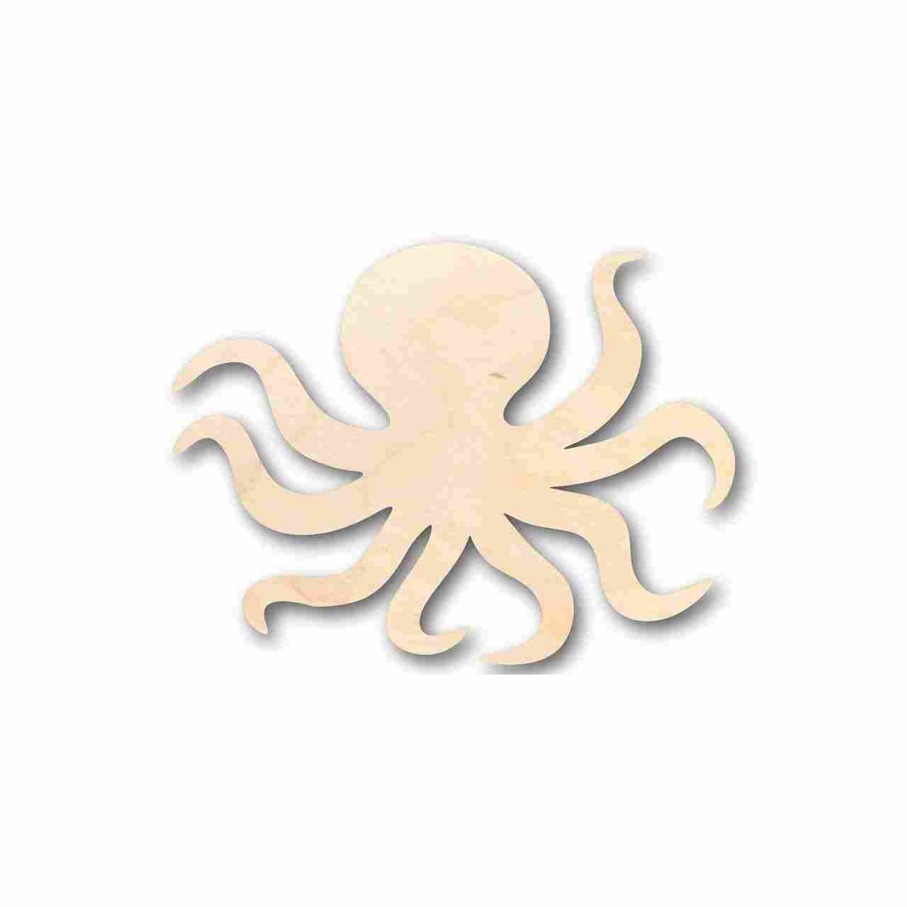 Unfinished Baltic Birch Wood Octopus Shape for Ocean - Themed DIY Crafts, Sizes Up to 46 Inches