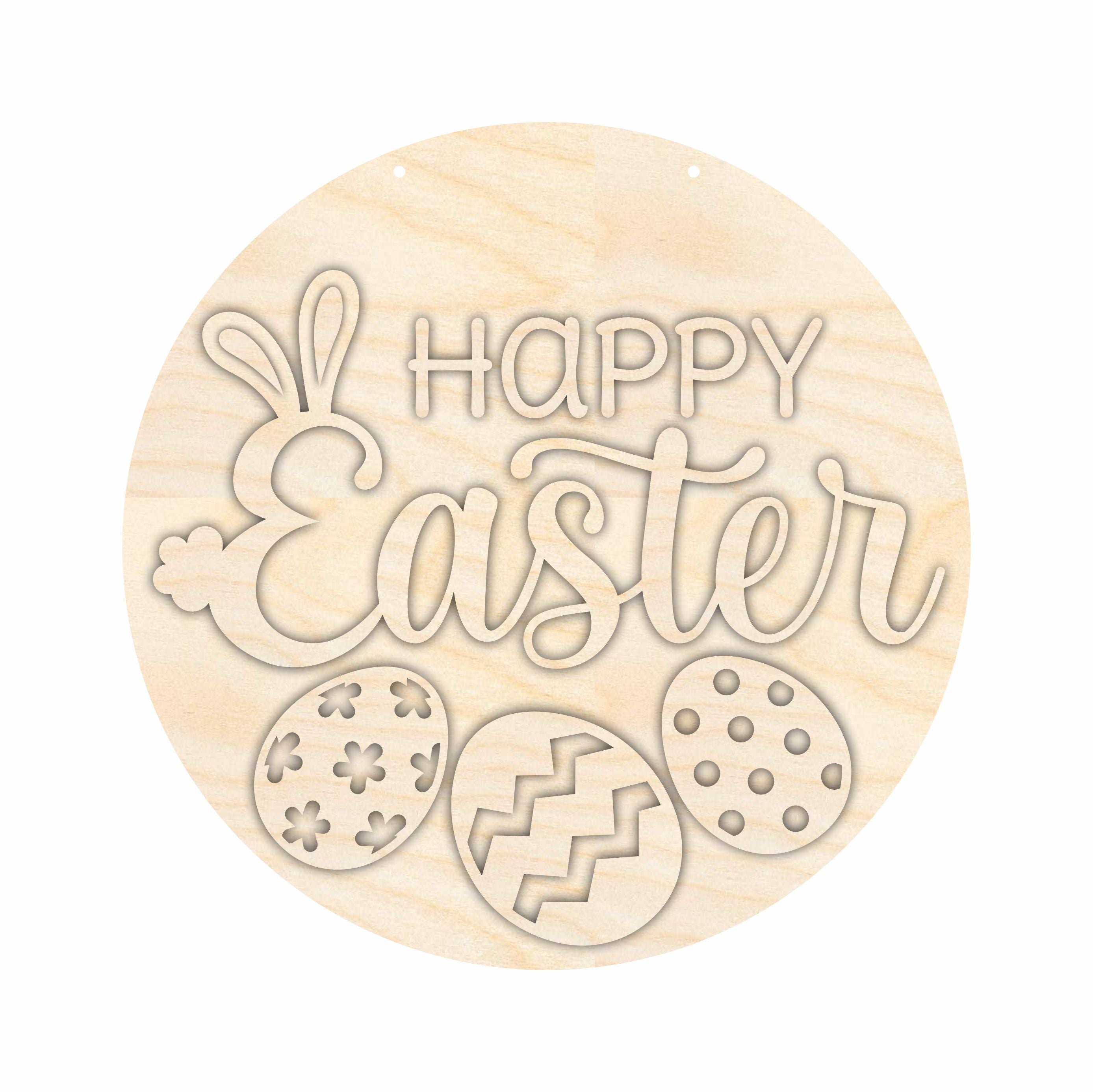 Unfinished Wood Craft Cutouts Happy Easter Door Sign Kit - 1/4 Inch Thick for DIY Home Decor
