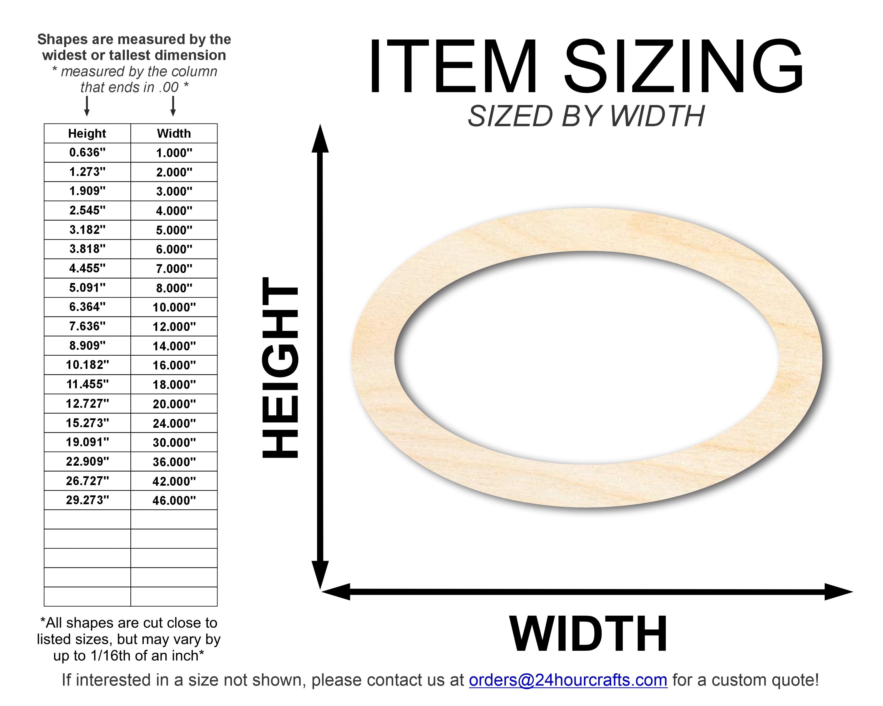 Unfinished Baltic Birch Wood Oval Outline Shape DIY Craft Cutout with Up to 46 Different DIY Options