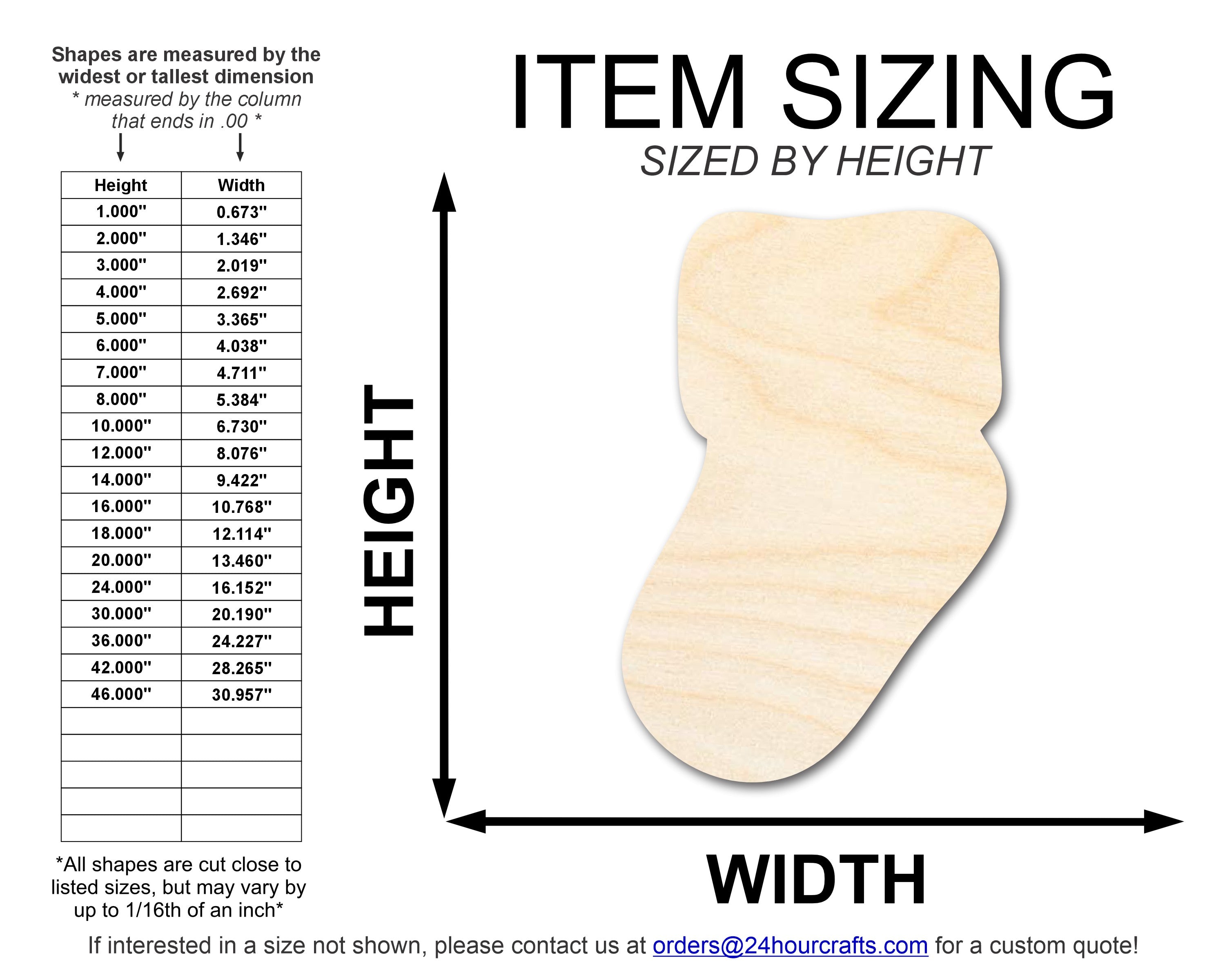 Unfinished Baltic Birch Wood Baby Sock Shaped DIY Craft Cutouts, Up to 46 Inches for Multiple DIY Projects