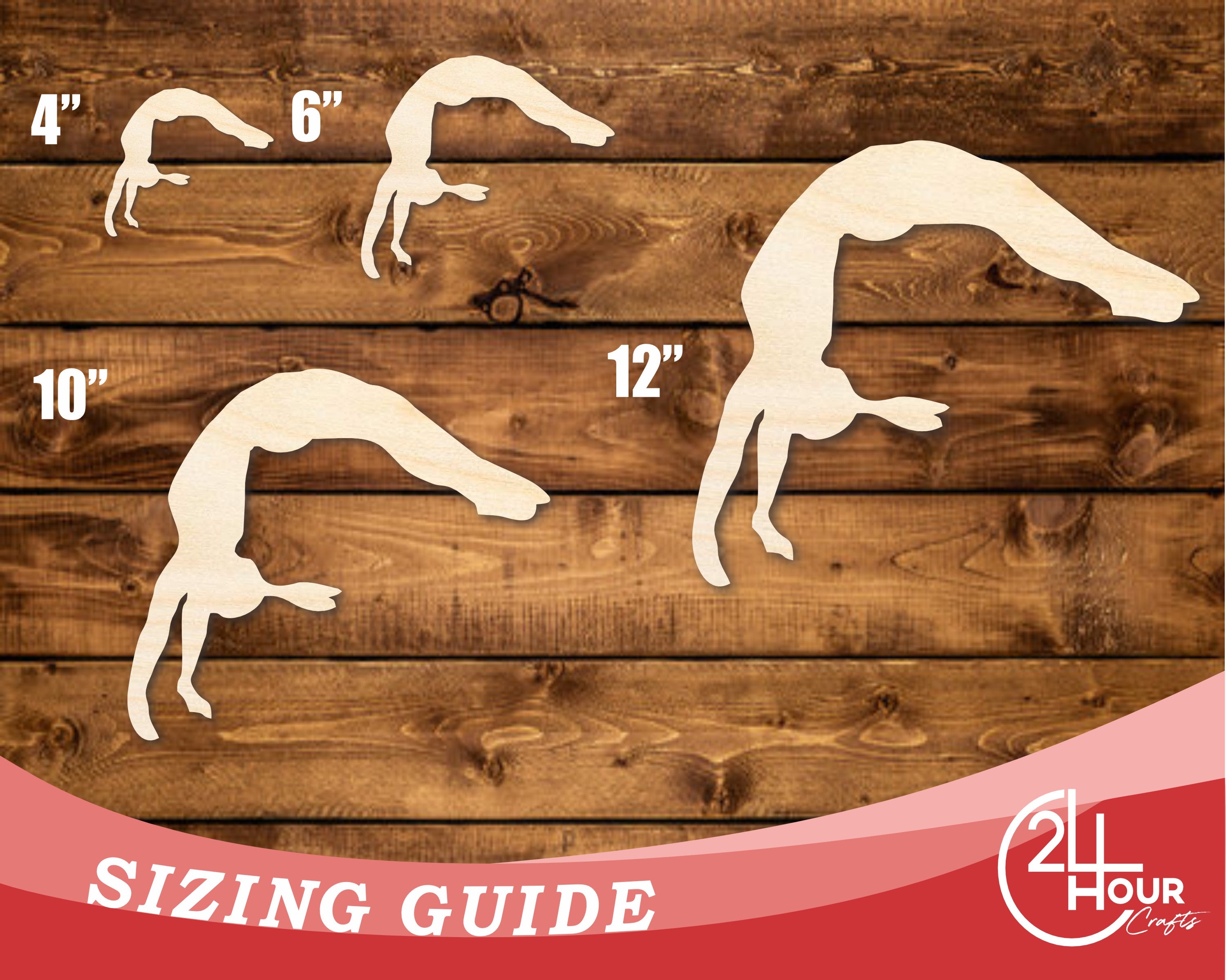 Unfinished Baltic Birch Wood Gymnast Handspring Shape DIY Craft Cutouts - Up to 46 Inches for Multiple DIY Projects