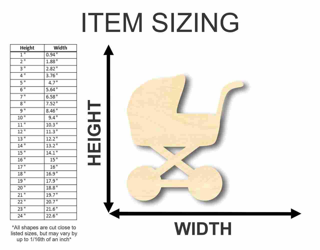 DIY Unfinished Wood Baby Carriage Shape for Nursery Decor up to 46 Designs