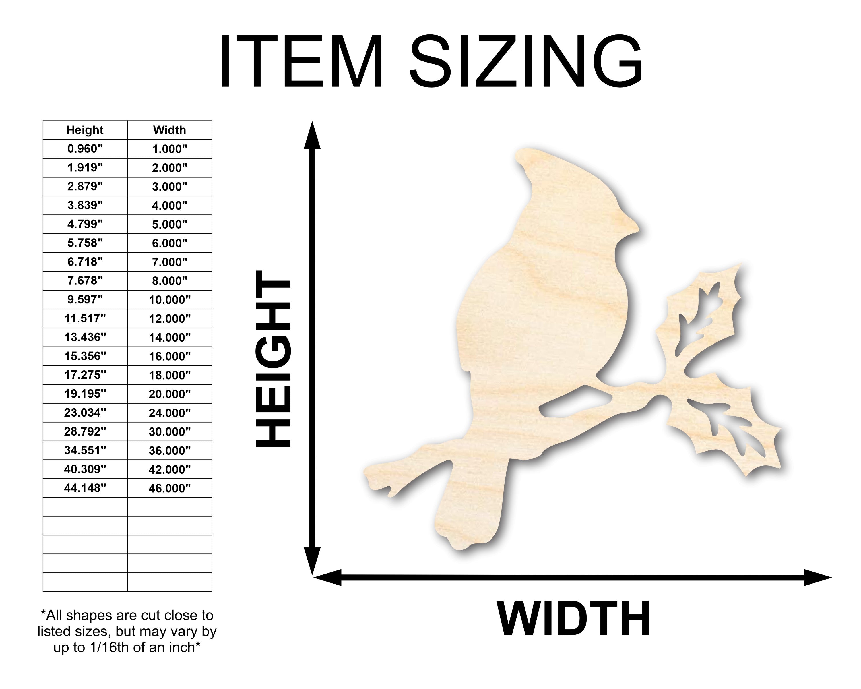 Unfinished Wood Craft - Bird on Branch Shape, Sizes Up to 46 Inches