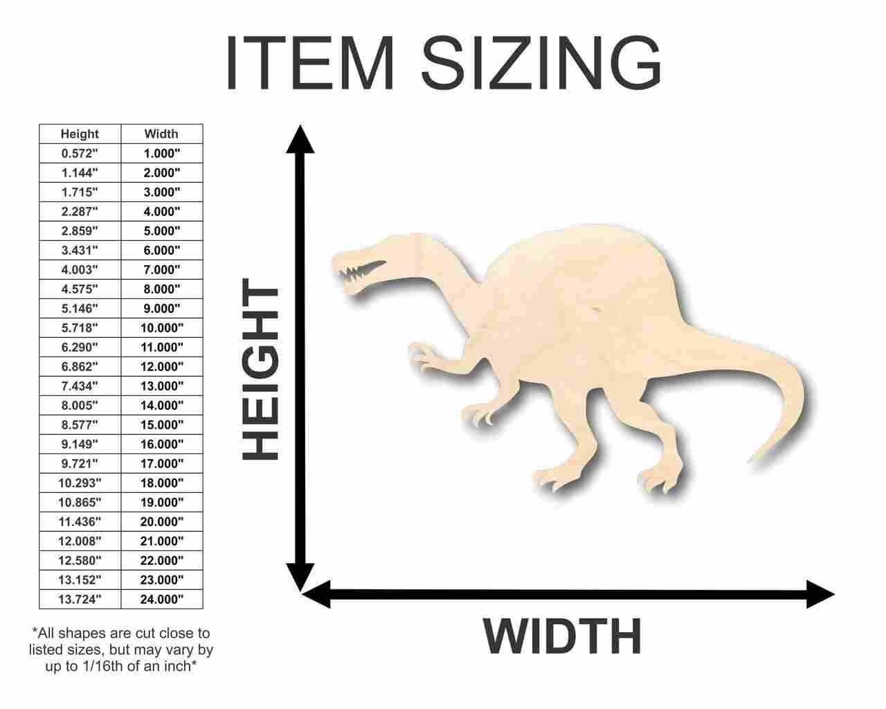 Unfinished DIY Wood Craft in Spinosaurus Dinosaur Shape - Suitable for Up to 46 DIY Projects