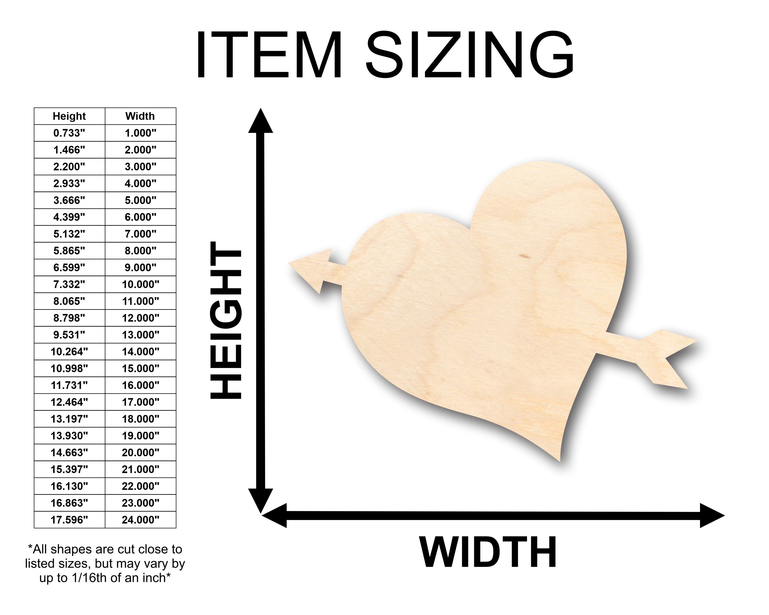 Unfinished Wood Heart and Arrow Shapes for DIY Craft Projects - Up to 46 Pieces Available