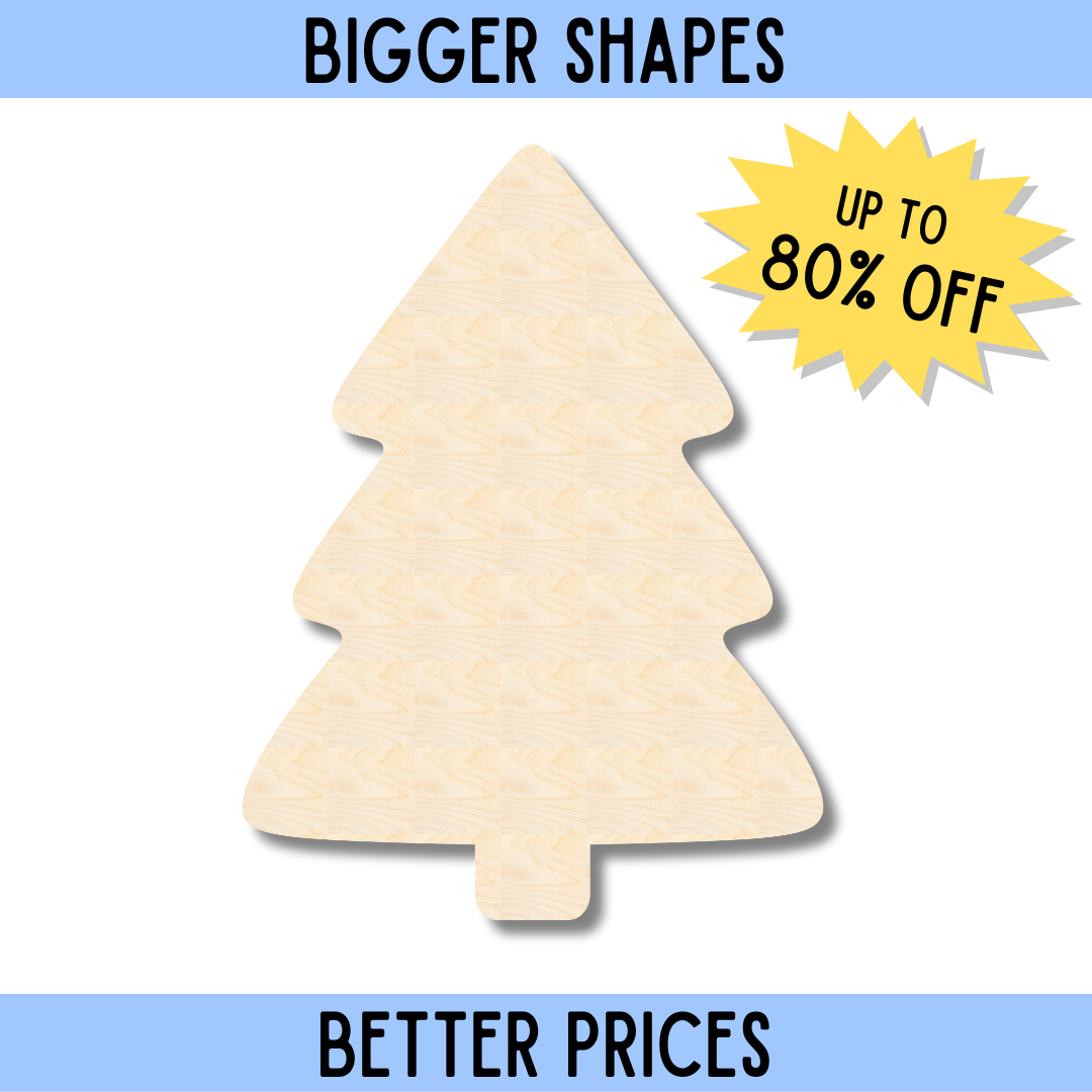 High - Quality Unfinished Wood Simple Christmas Tree Shape Cutout for DIY Crafts, Part of the Bigger and Superior Collection