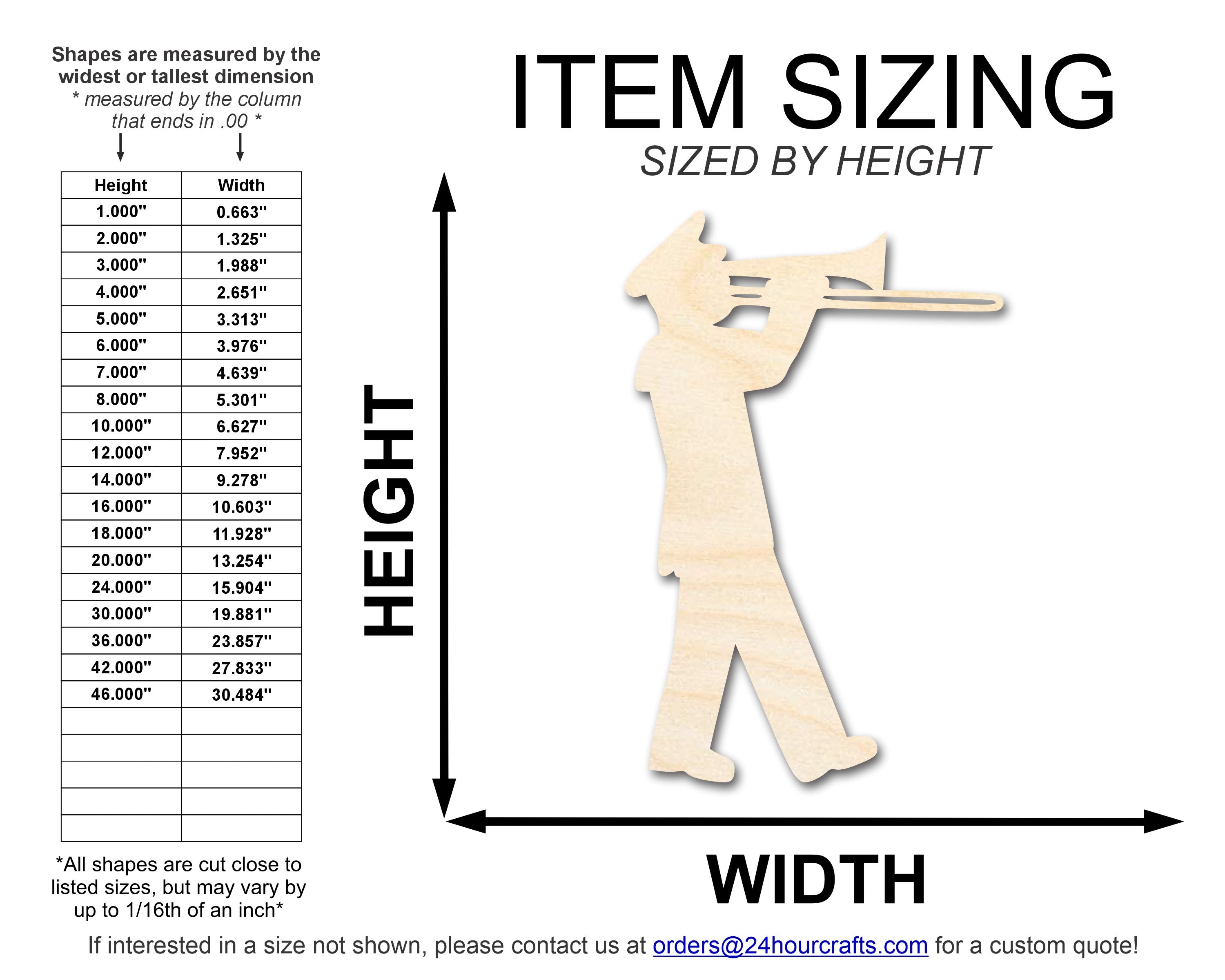 Unfinished Wood Cutout in the Shape of a Trombone Player for DIY Crafts | Up to 46 Inches and Ideal for 24 Different DIY Projects