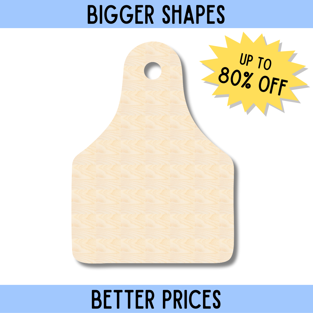 Enhanced DIY Unfinished Wood Cow Tag Shape Craft Cutout