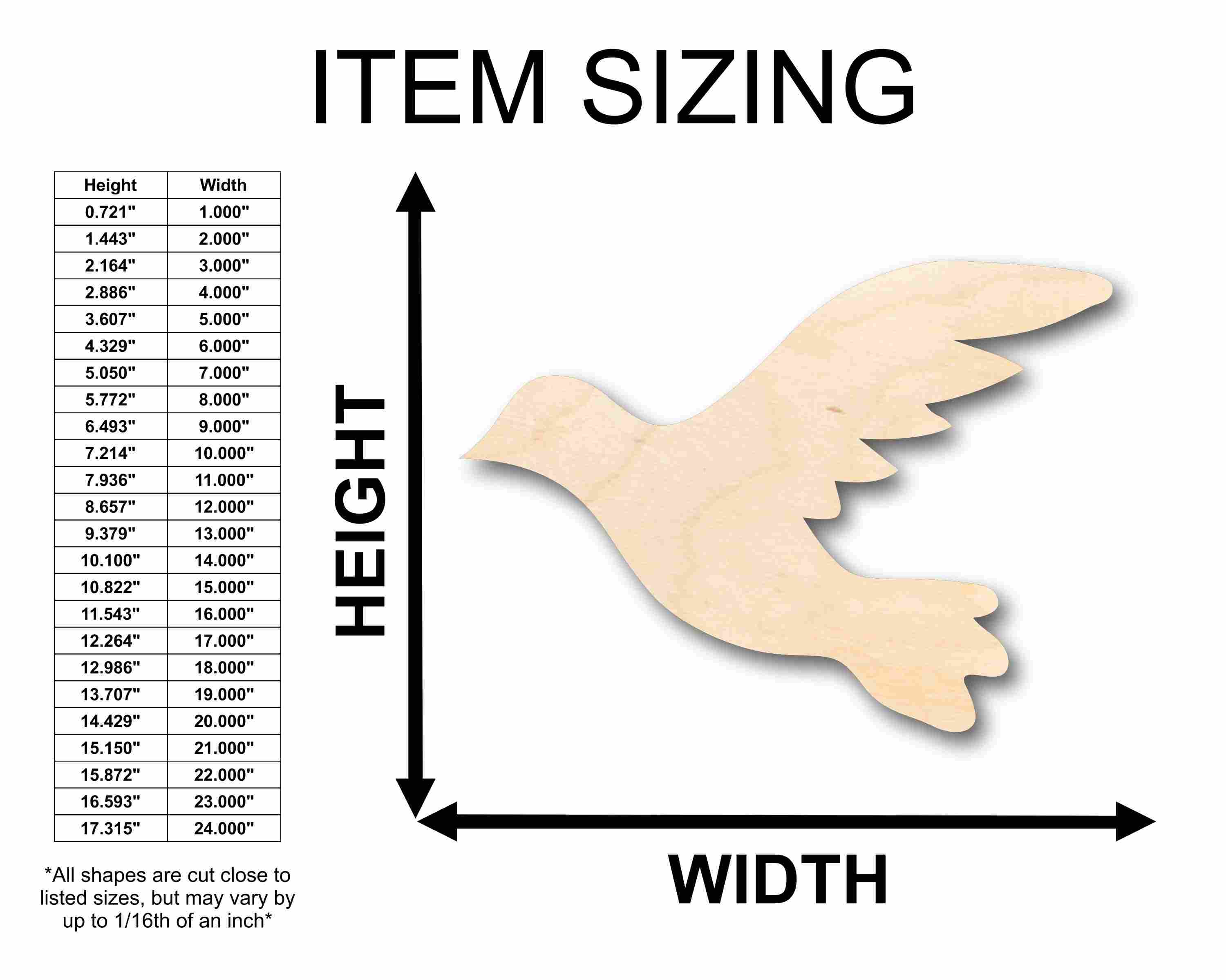 DIY Unfinished Wood Flying Dove Bird Silhouette - Up to 46 for Crafts