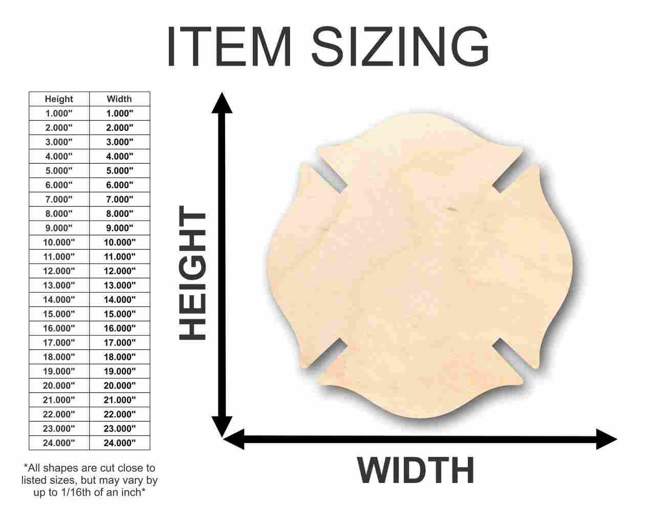 DIY Unfinished Wood Fireman's Badge Symbol Shape for Firefighter Crafts up to 46