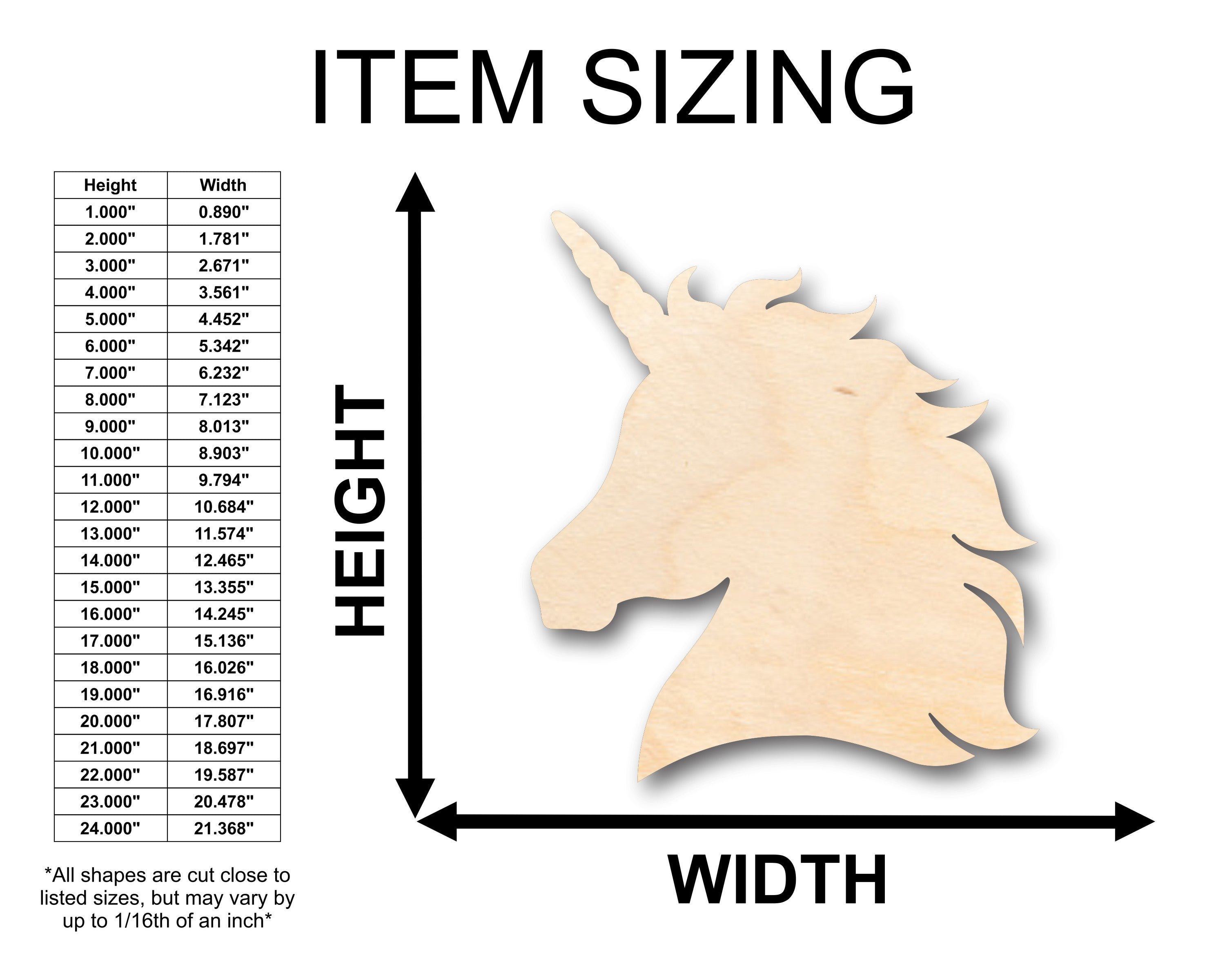 Unfinished Wood Craft - DIY Unicorn Head Shape Available for up to 46 Projects