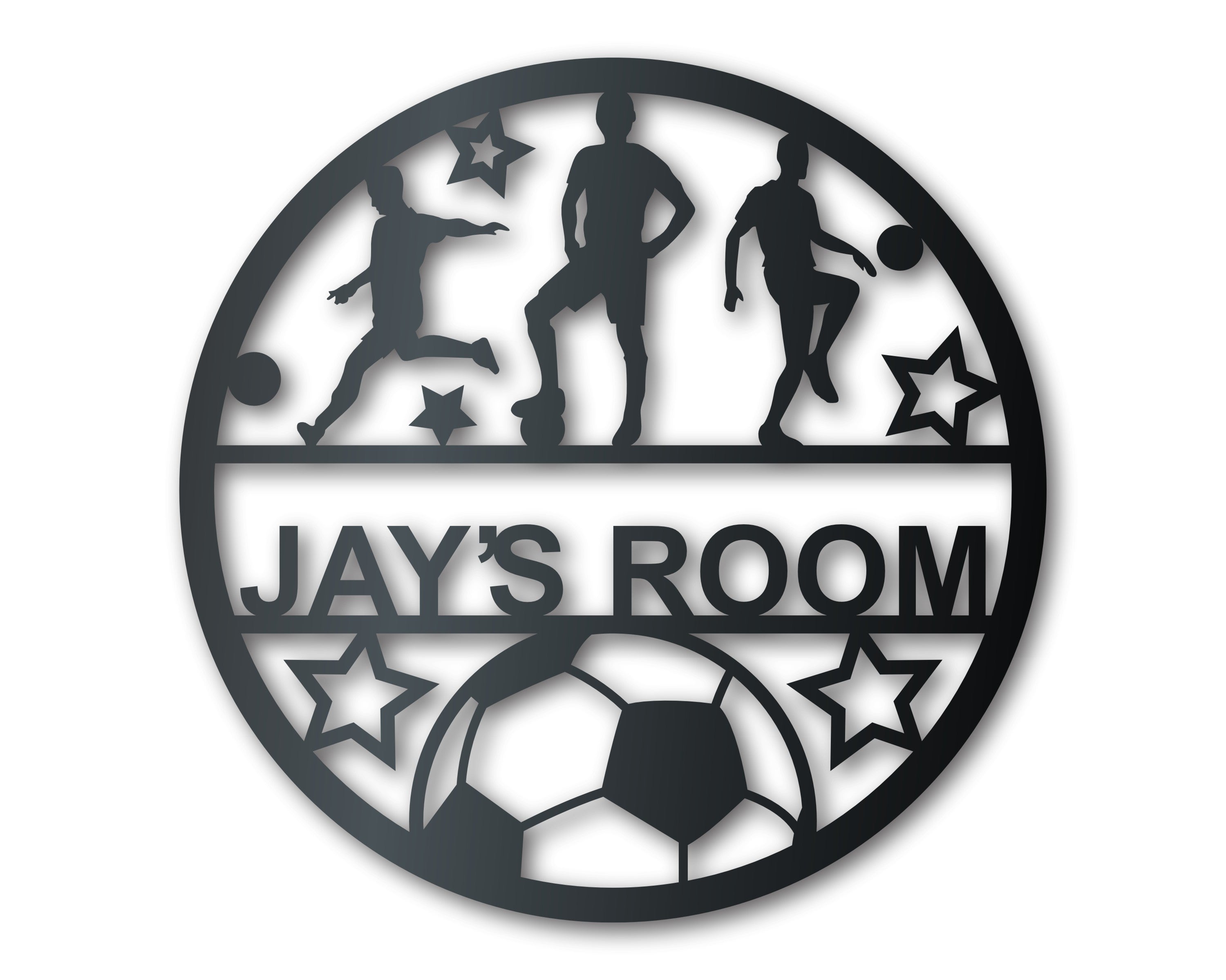 Customizable Metal Boys' Soccer Monogram Wall Art with 14 Color Choices