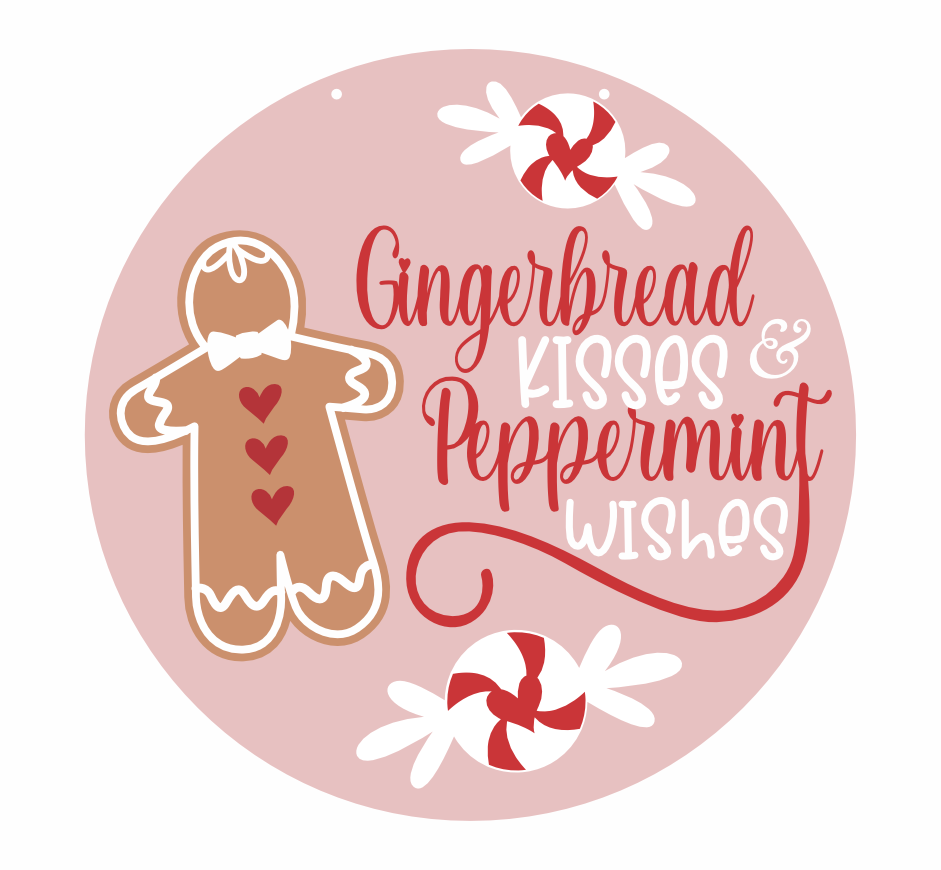 1/4-Inch Thick Unfinished Wood Gingerbread Kisses Door Sign Craft Kit