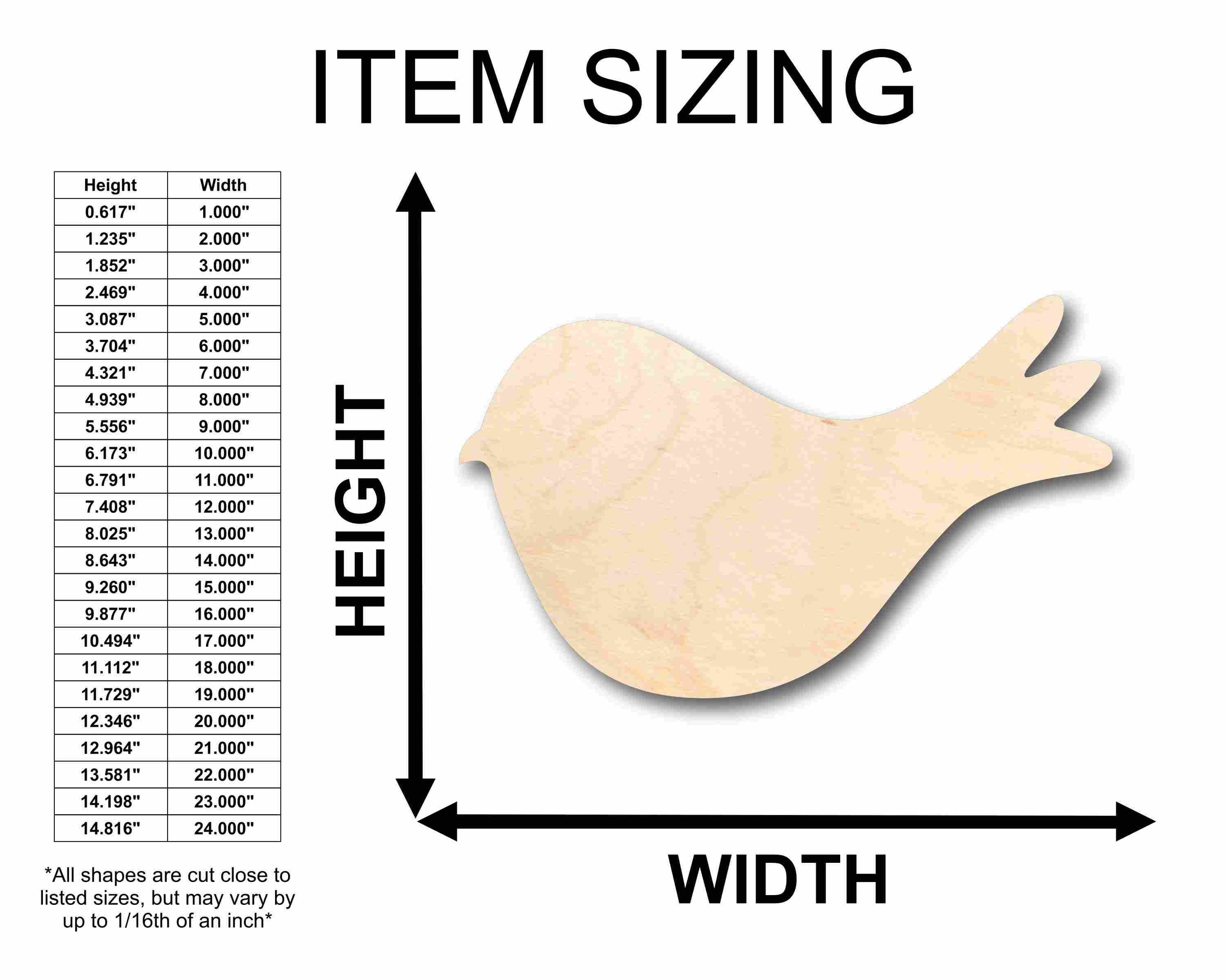 Unfinished Baltic Birch Wood Cute Bird Craft Silhouette for Up to 46 DIY Projects