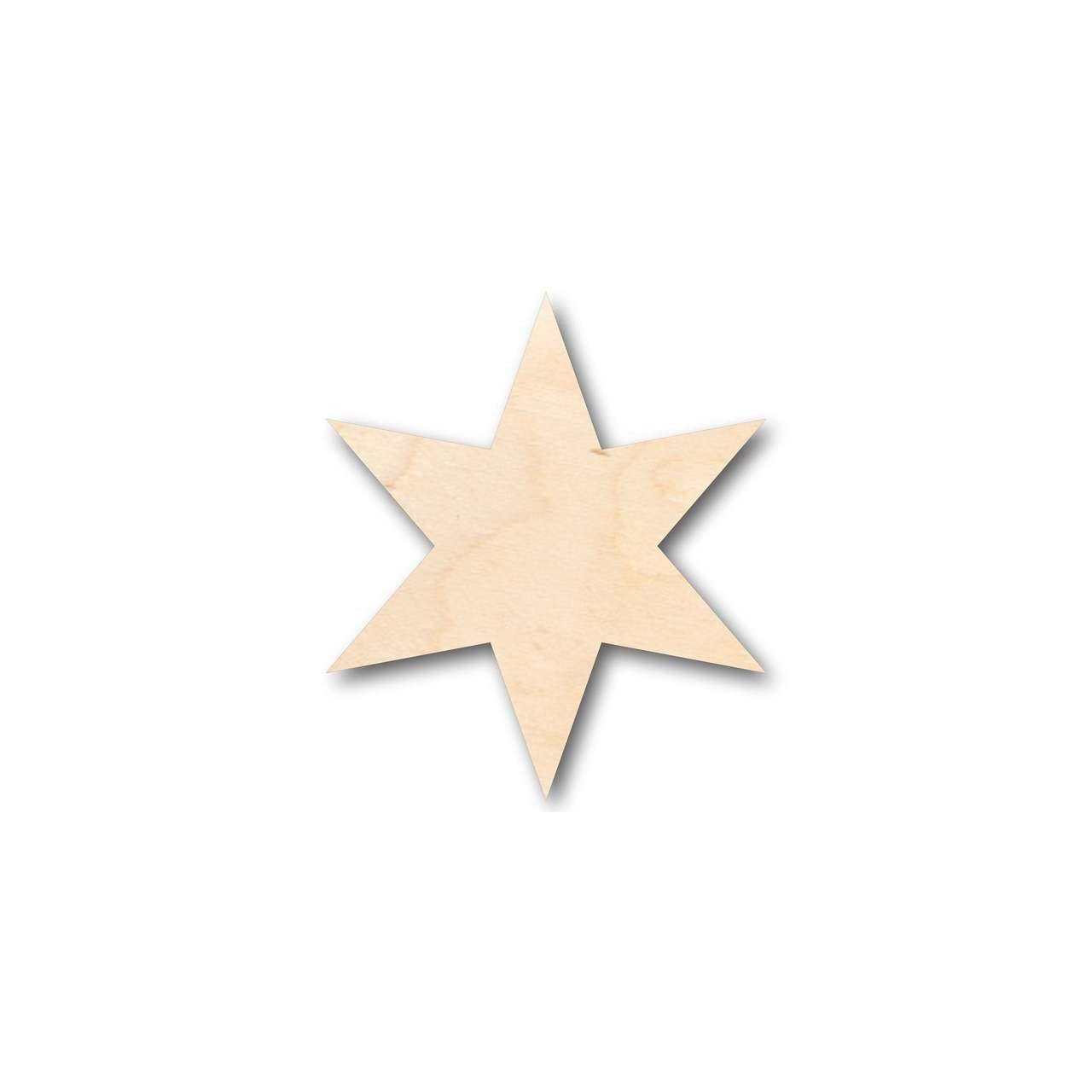 Unfinished Wood Six - Pointed Star Shaped Craft Item for Up to 46 DIY Projects