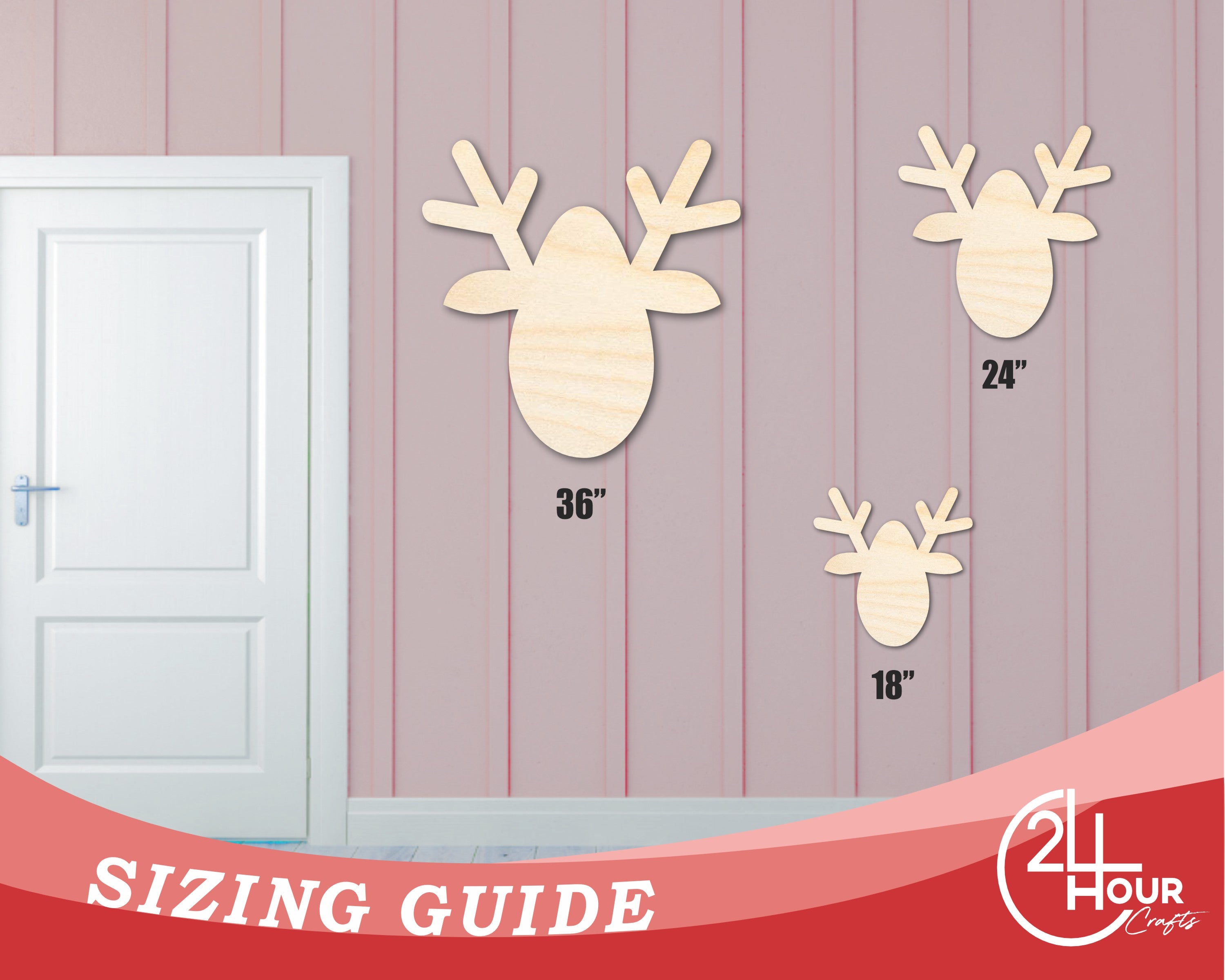 DIY Craft Unfinished Wood Cutout of a Larger and Improved Christmas Reindeer Silhouette